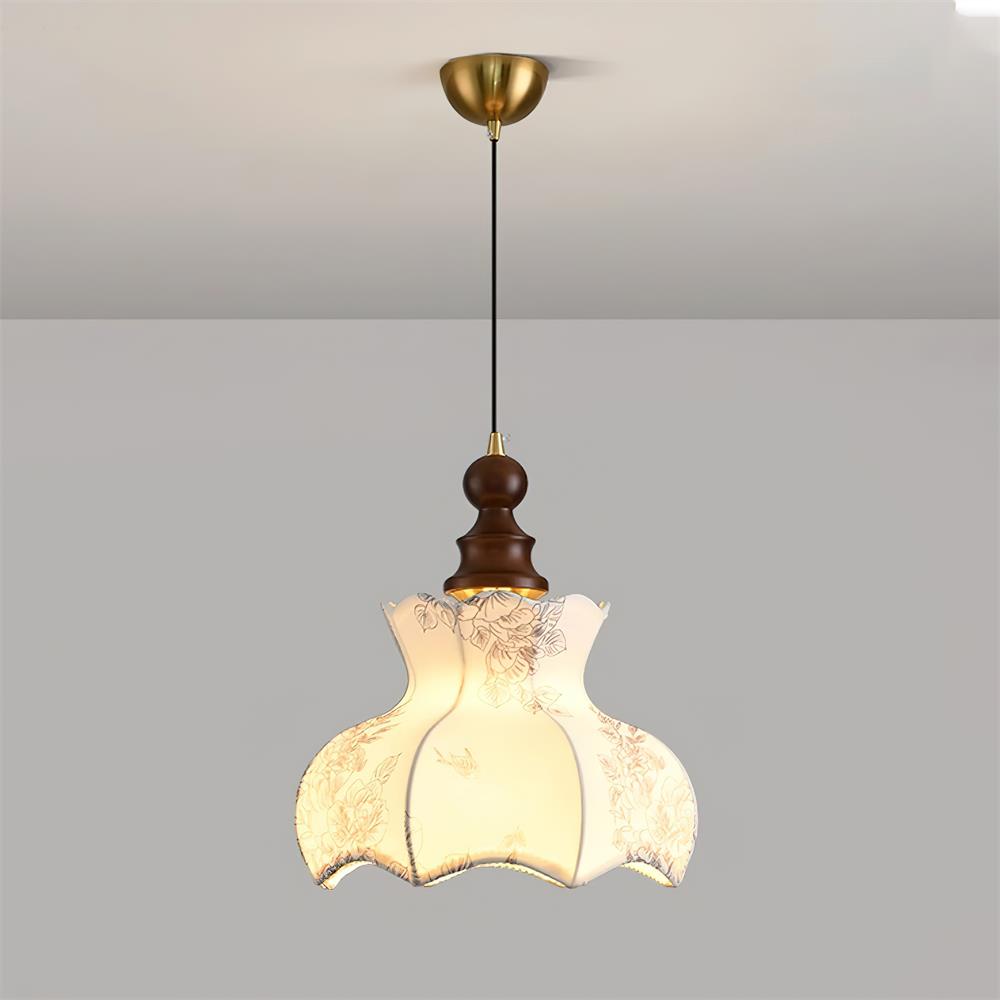 Skye Vintage Pendelleuchte aus Holz und Stoff-Letslighting
