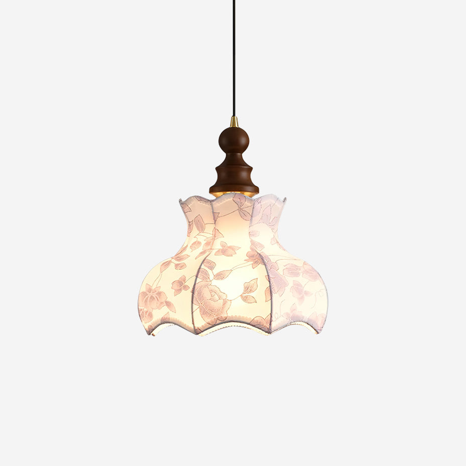 Skye Vintage Pendelleuchte aus Holz und Stoff-Letslighting