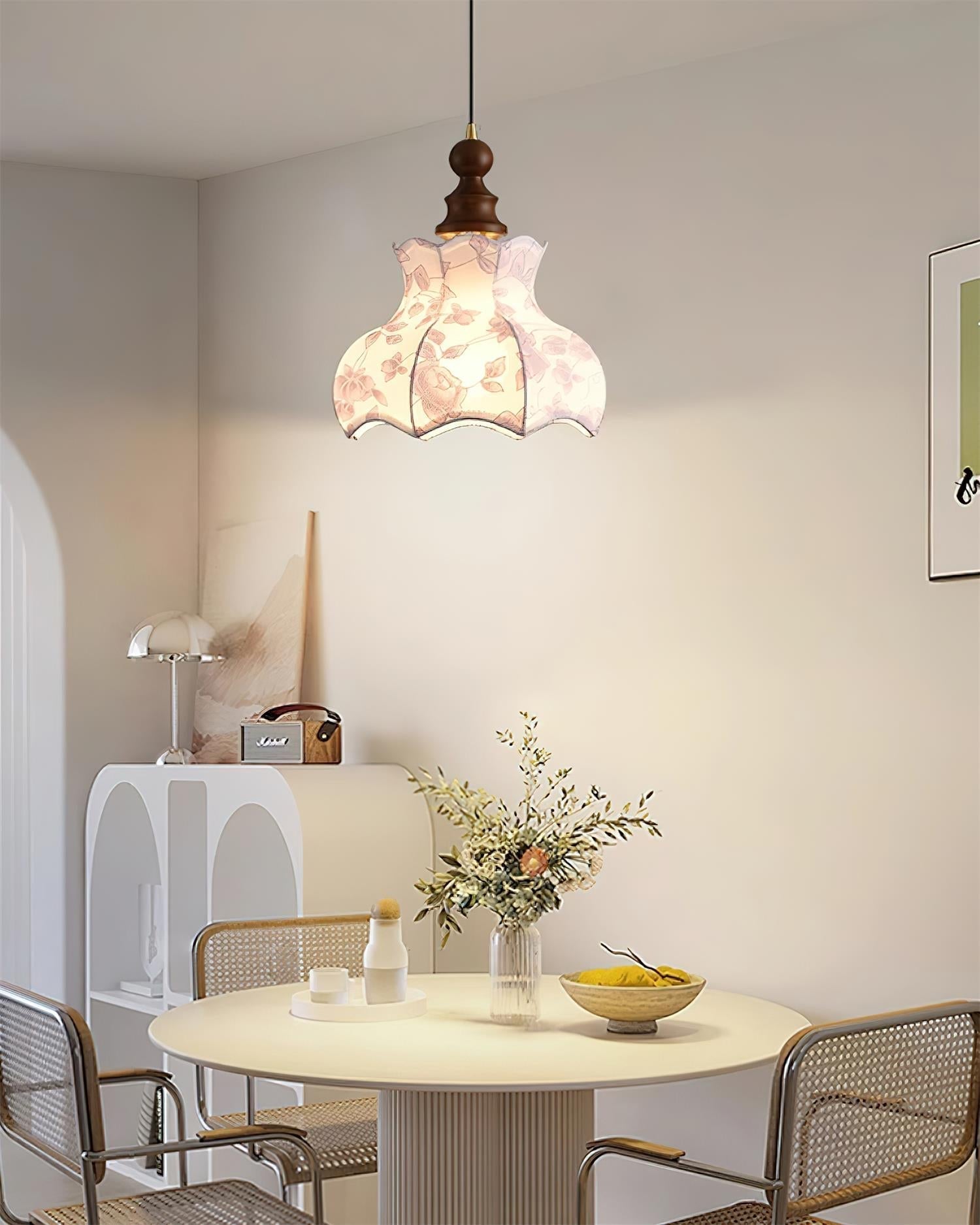 Skye Vintage Pendelleuchte aus Holz und Stoff-Letslighting