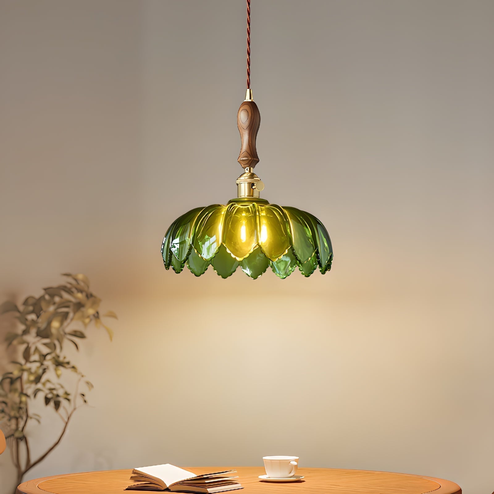 Fioracn Holz Lampe Luxus Pendelleuchte-Letslighting