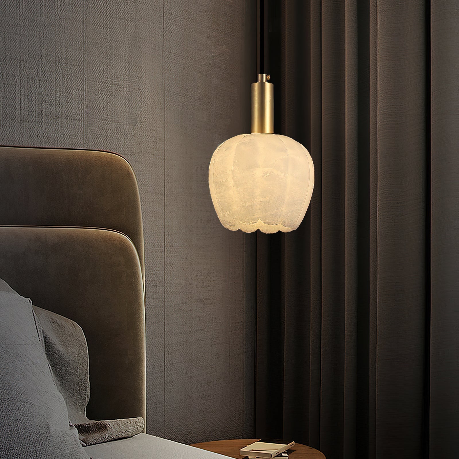 Olraeos Modern Minimalist Brass Alabaster Pendant Light - Letslighting