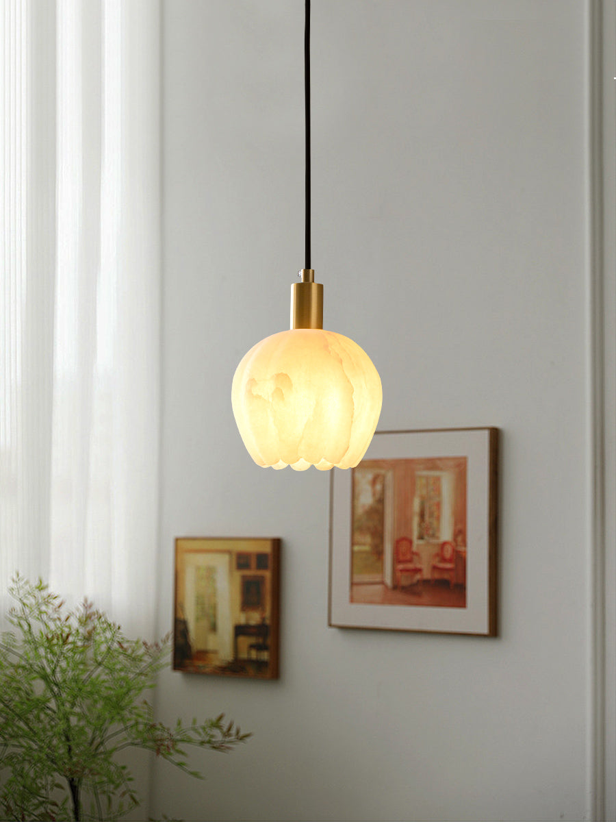 Olraeos Modern Minimalist Brass Alabaster Pendant Light - Letslighting