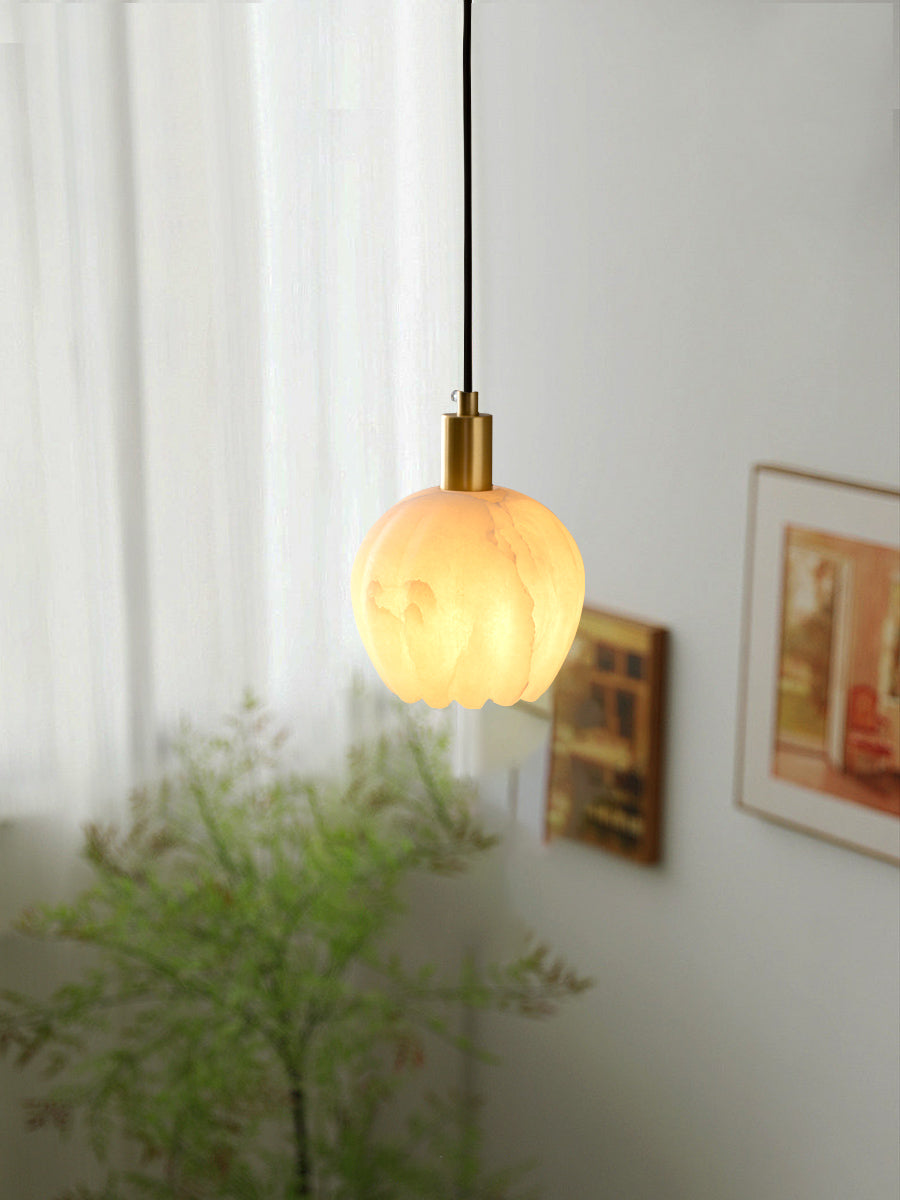 Olraeos Modern Minimalist Brass Alabaster Pendant Light - Letslighting