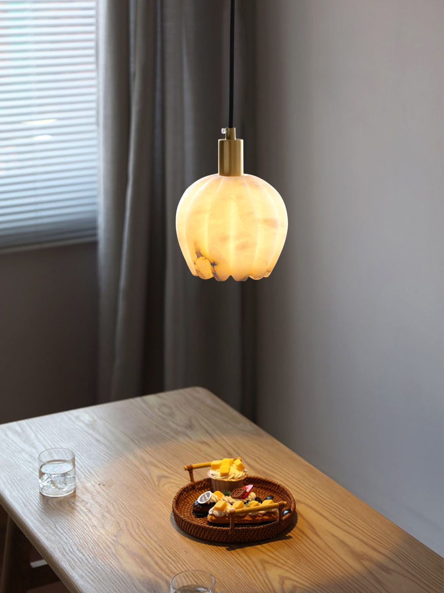 Olraeos Modern Minimalist Brass Alabaster Pendant Light - Letslighting