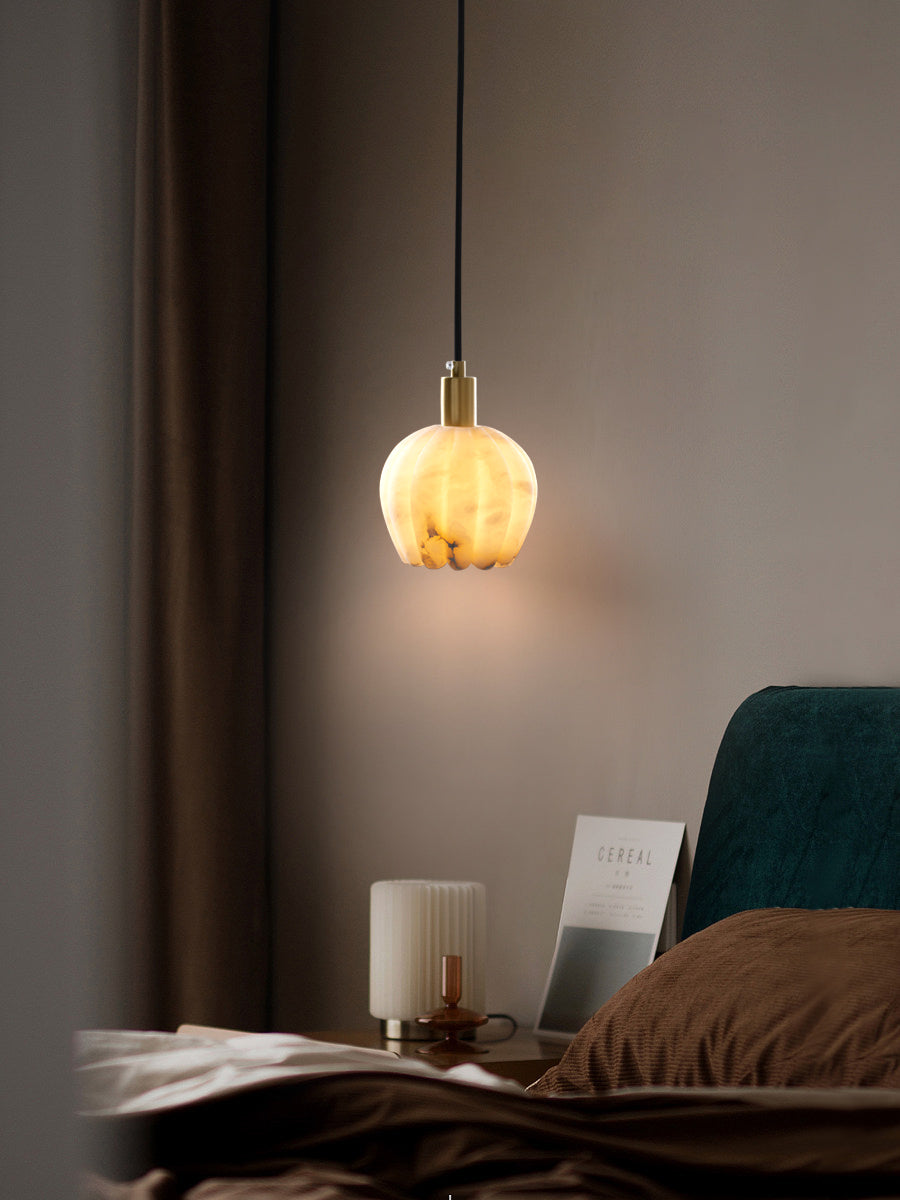 Olraeos Modern Minimalist Brass Alabaster Pendant Light - Letslighting