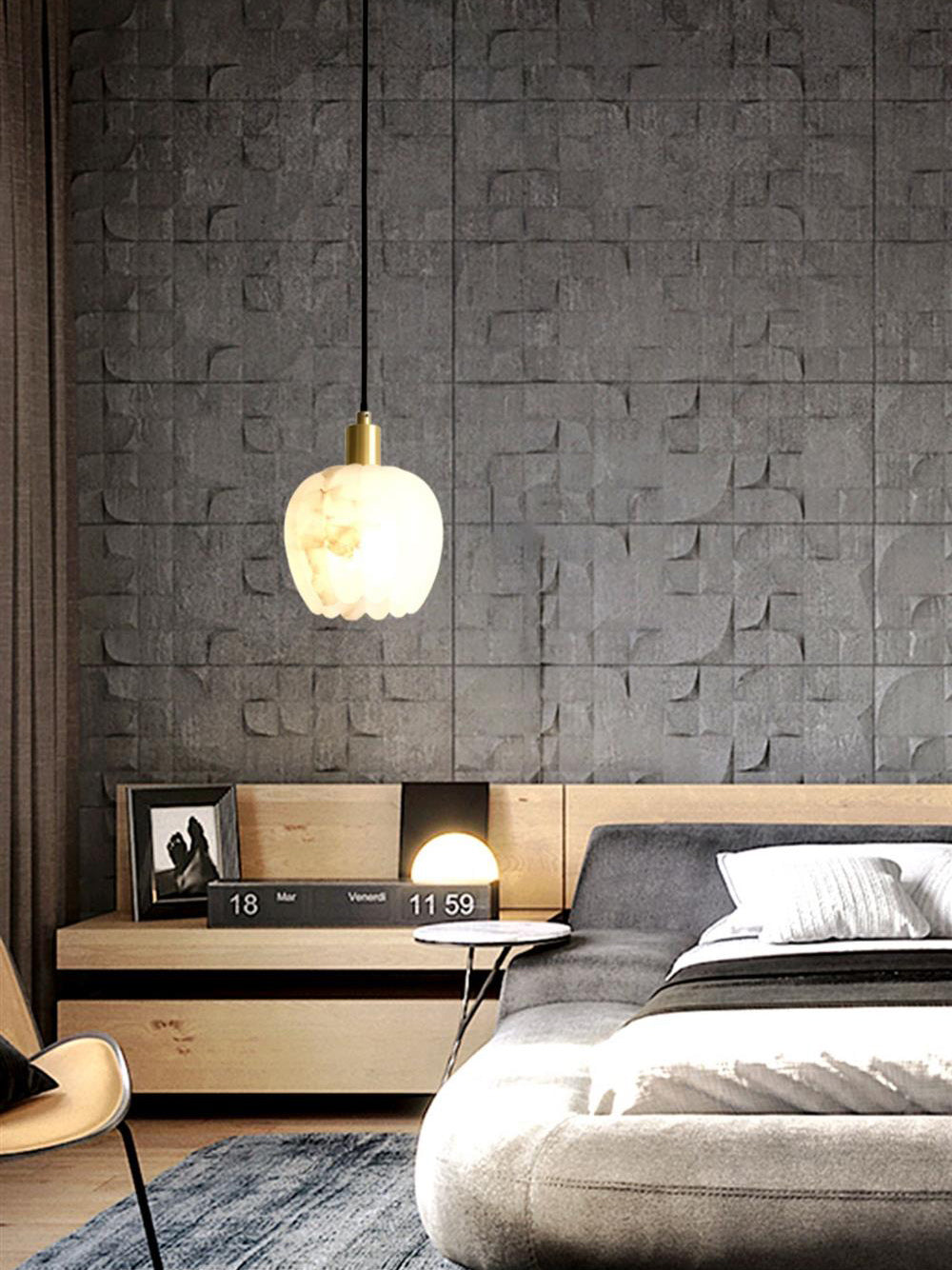 Olraeos Modern Minimalist Brass Alabaster Pendant Light - Letslighting