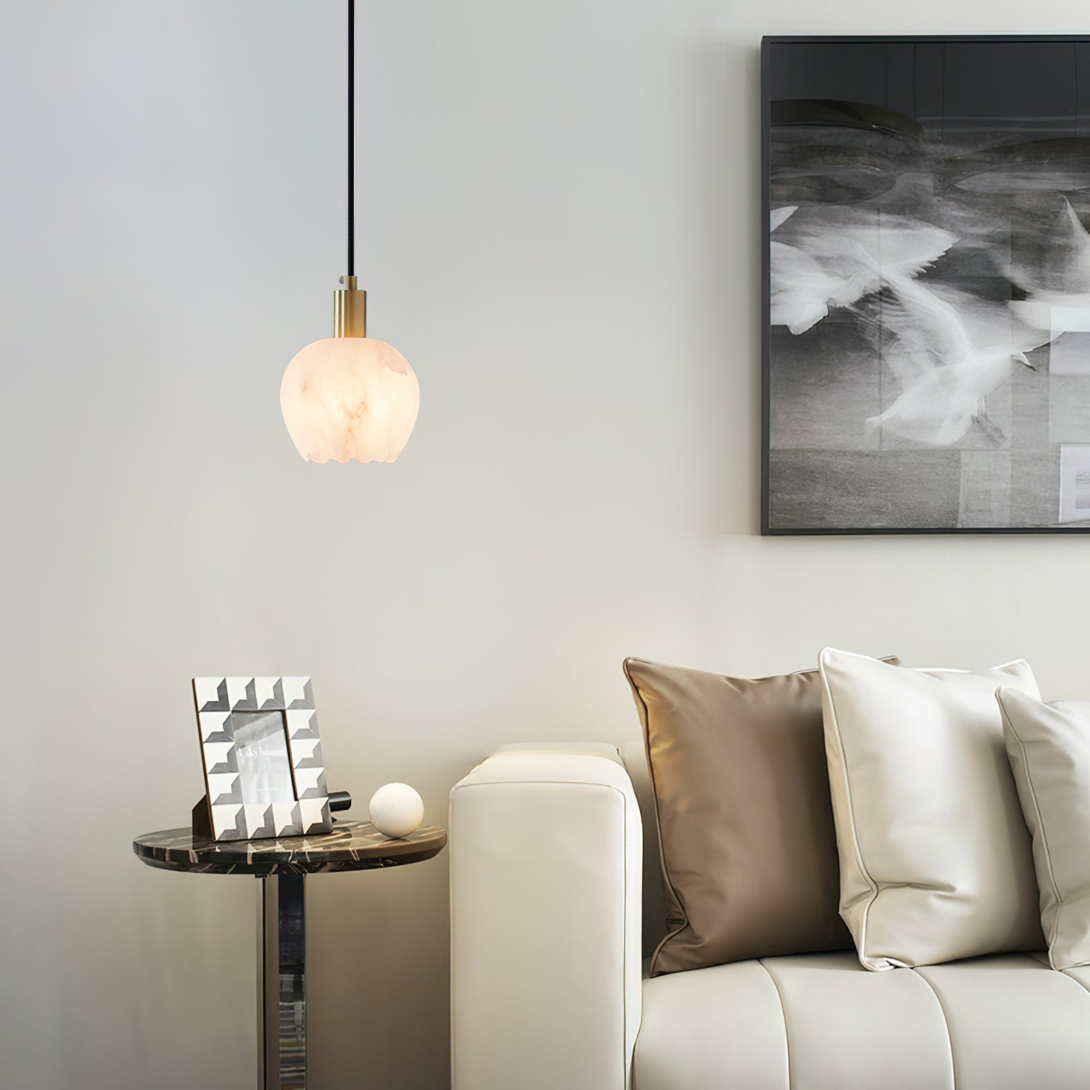 Ritta Pendant Light Flower-shaped  Alabaster