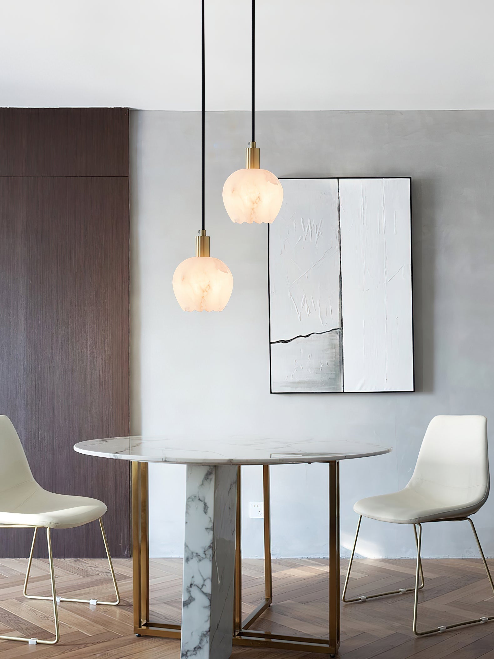 Olraeos Modern Minimalist Brass Alabaster Pendant Light - Letslighting