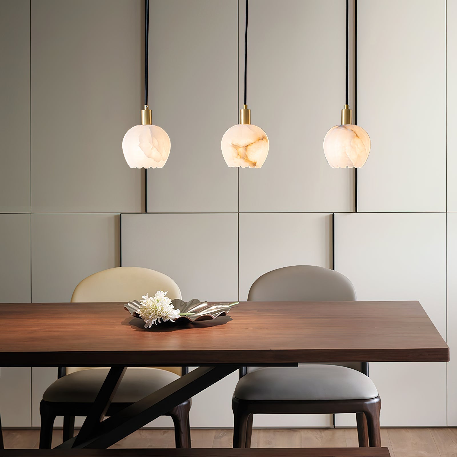 Olraeos Modern Minimalist Brass Alabaster Pendant Light - Letslighting