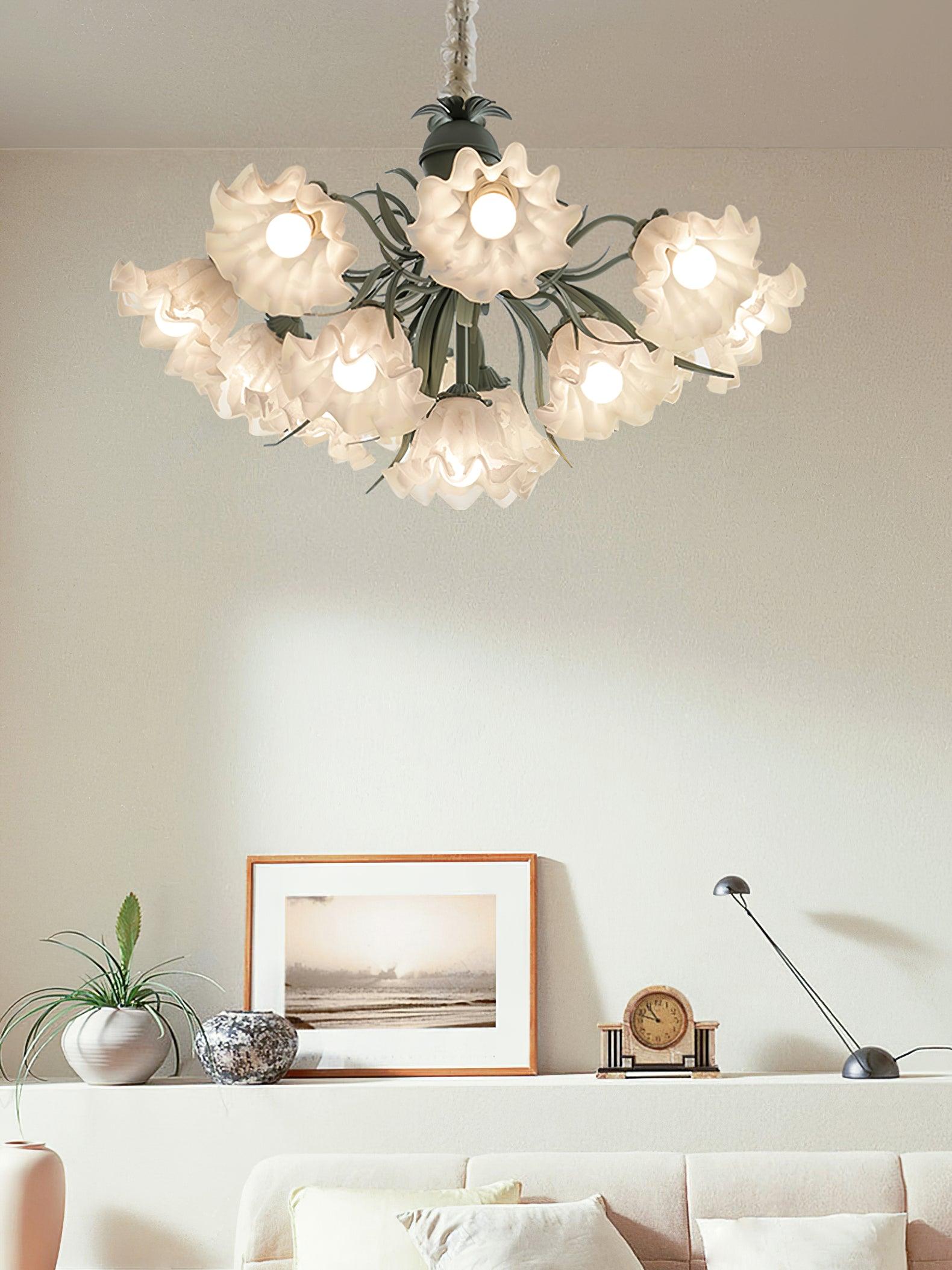 Lustra Kronleuchter Blume mit Blütenblättern und Blättern-Letslighting