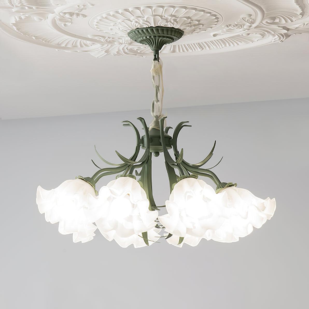 Lustra Kronleuchter Blume mit Blütenblättern und Blättern-Letslighting