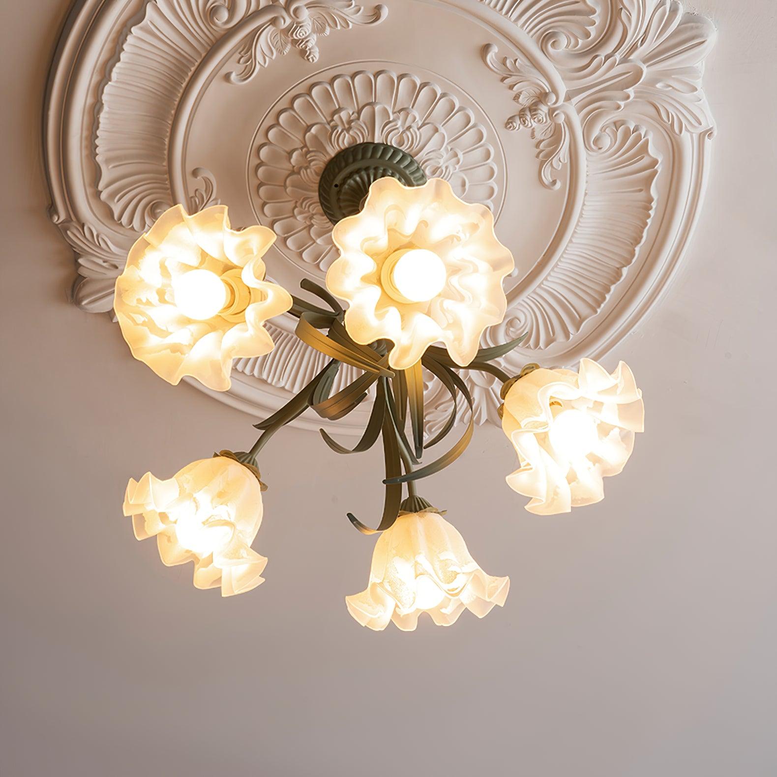 Lustra Kronleuchter Blume mit Blütenblättern und Blättern-Letslighting