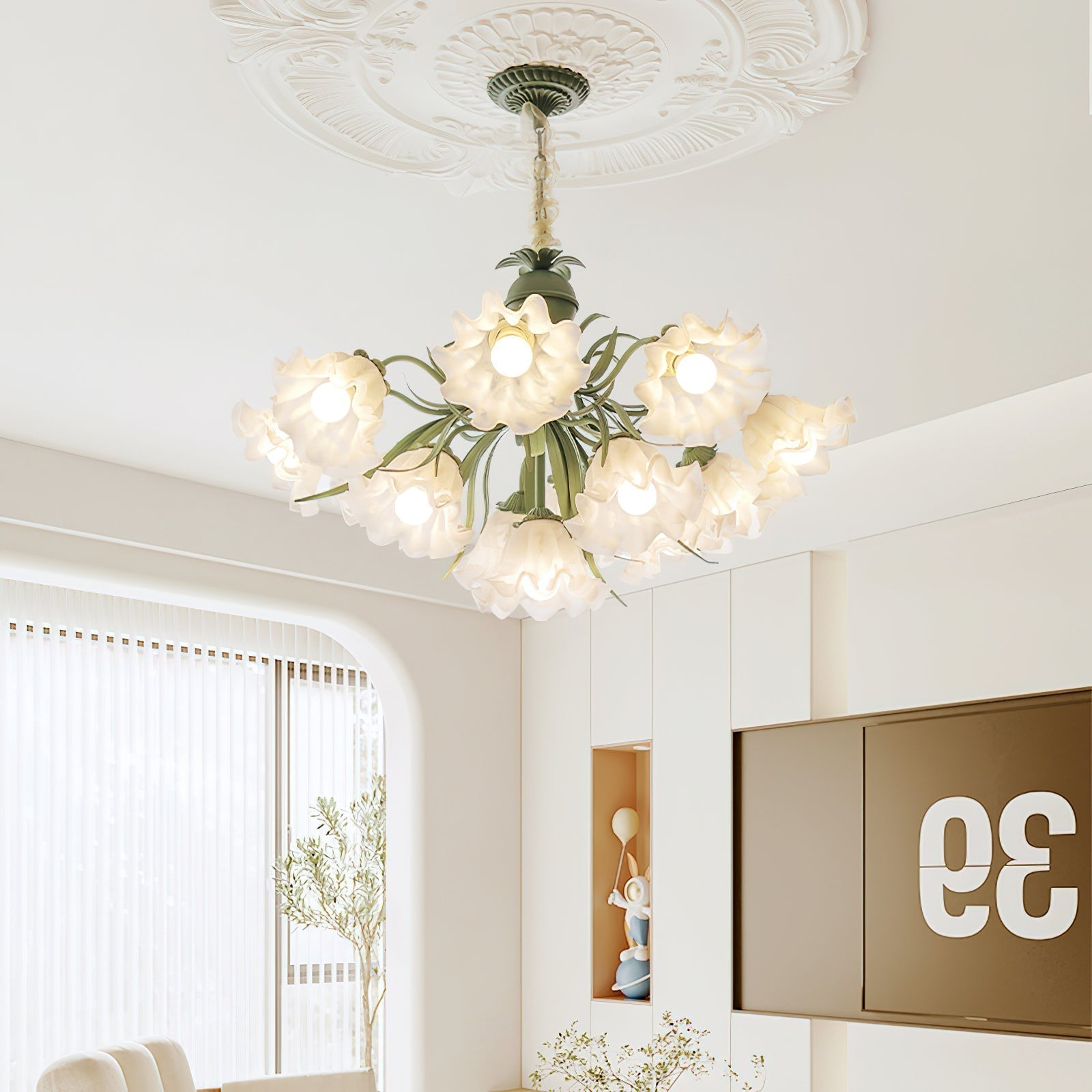 Lustra Kronleuchter Blume mit Blütenblättern und Blättern-Letslighting