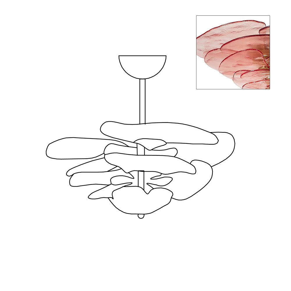 Lotus Moderner Kronleuchter aus Glas mit blättriger Schichtung