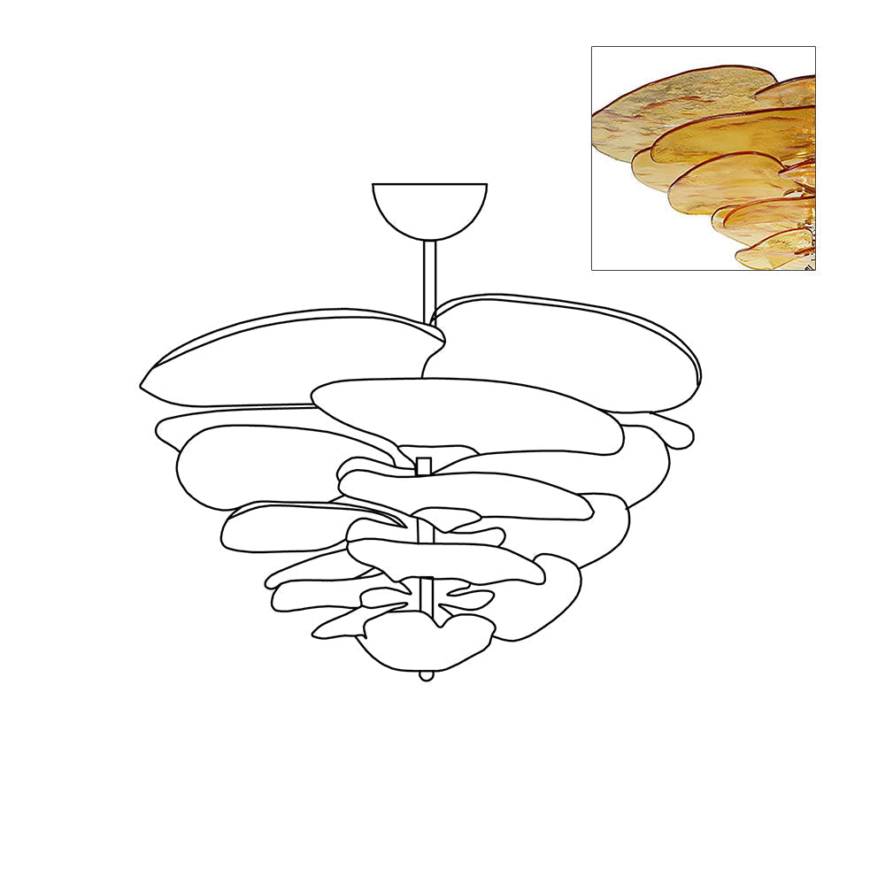 Evvinora Individual Creativity Leaf Layered Glass Metal Chandelier - Letslighting