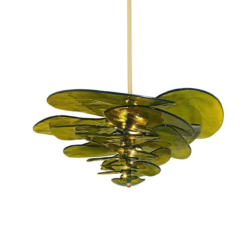 Evvinora Individual Creativity Leaf Layered Glass Metal Chandelier - Letslighting