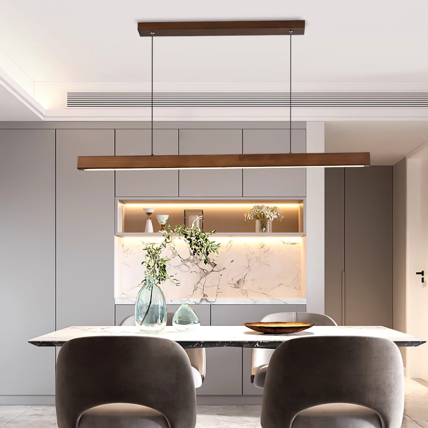 Elowen Linear Minimalistisch Holz Pendelleuchte Leuchte-Letslighting