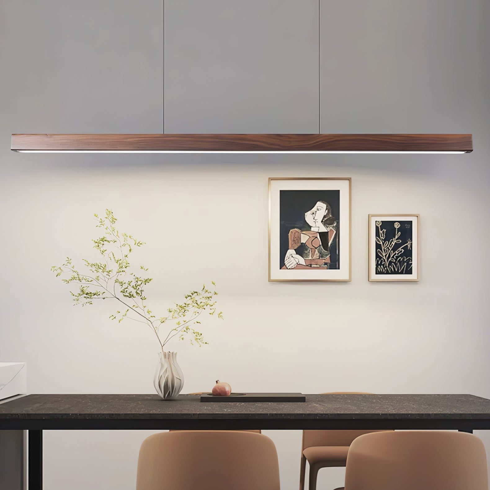 Elowen Linear Minimalistisch Holz Pendelleuchte Leuchte-Letslighting