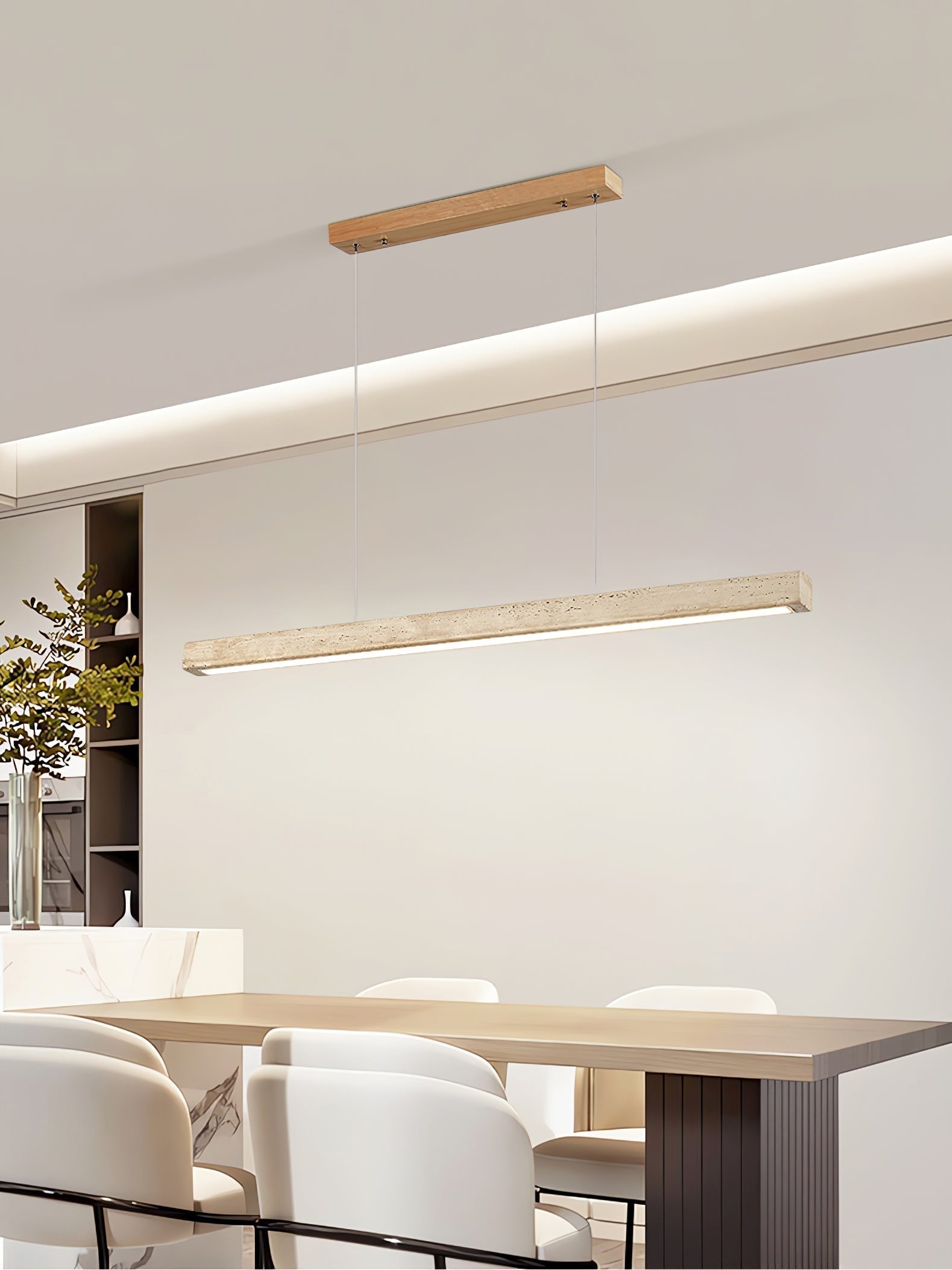 Imiror Minimalist Travertine Linear Pendant Light - Neutralighting