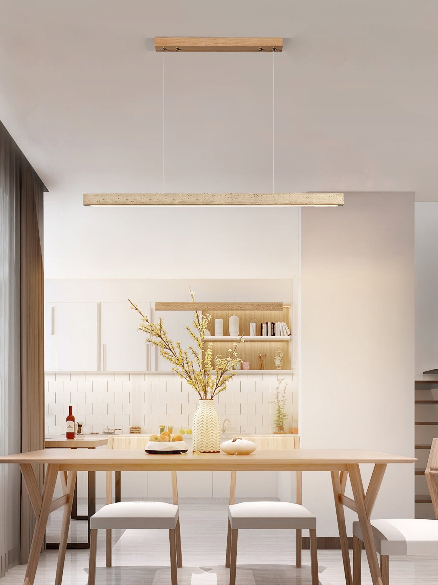 Imiror Minimalist Travertine Linear Pendant Light - Neutralighting