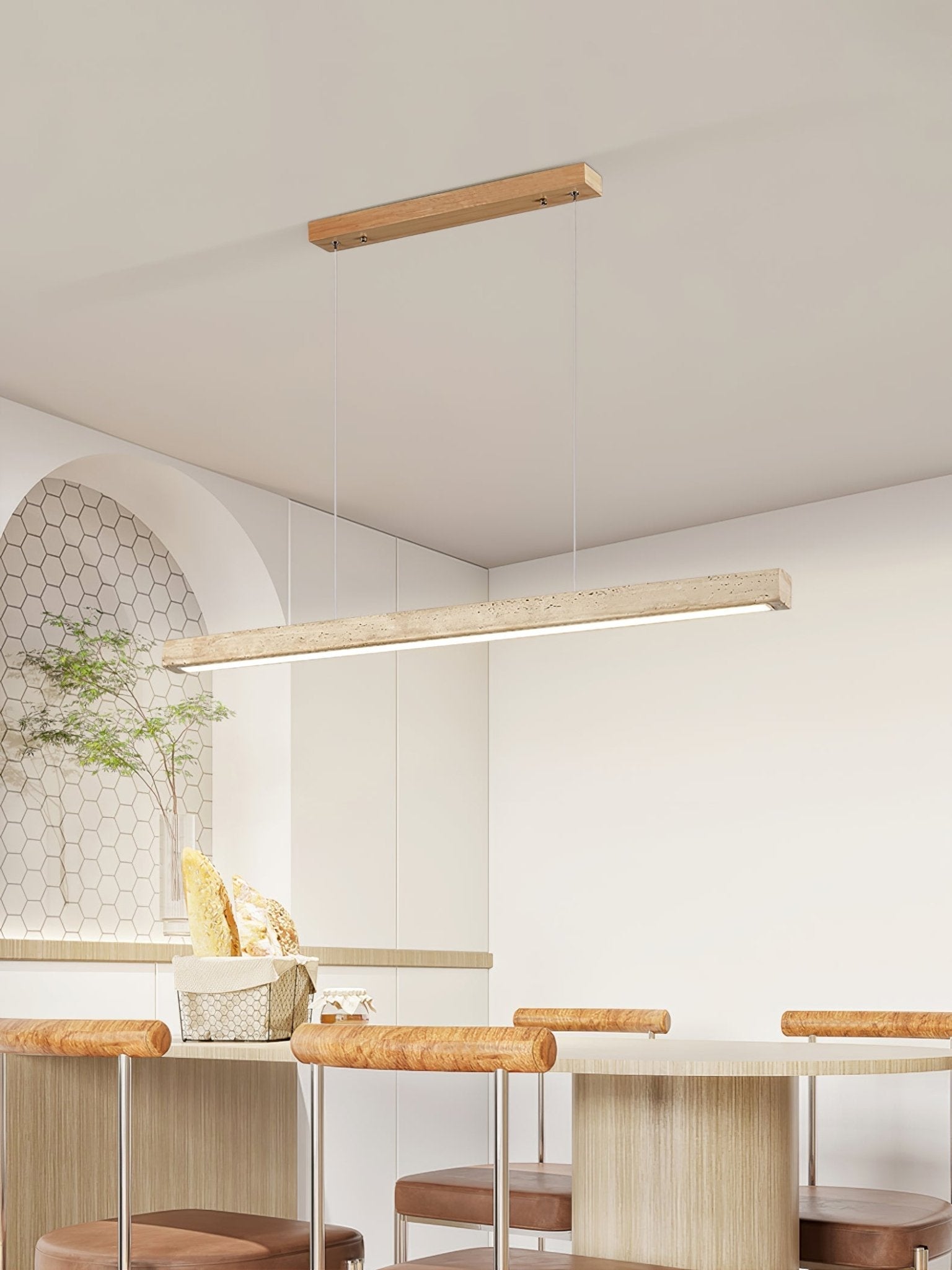 Imiror Minimalist Travertine Linear Pendant Light - Neutralighting