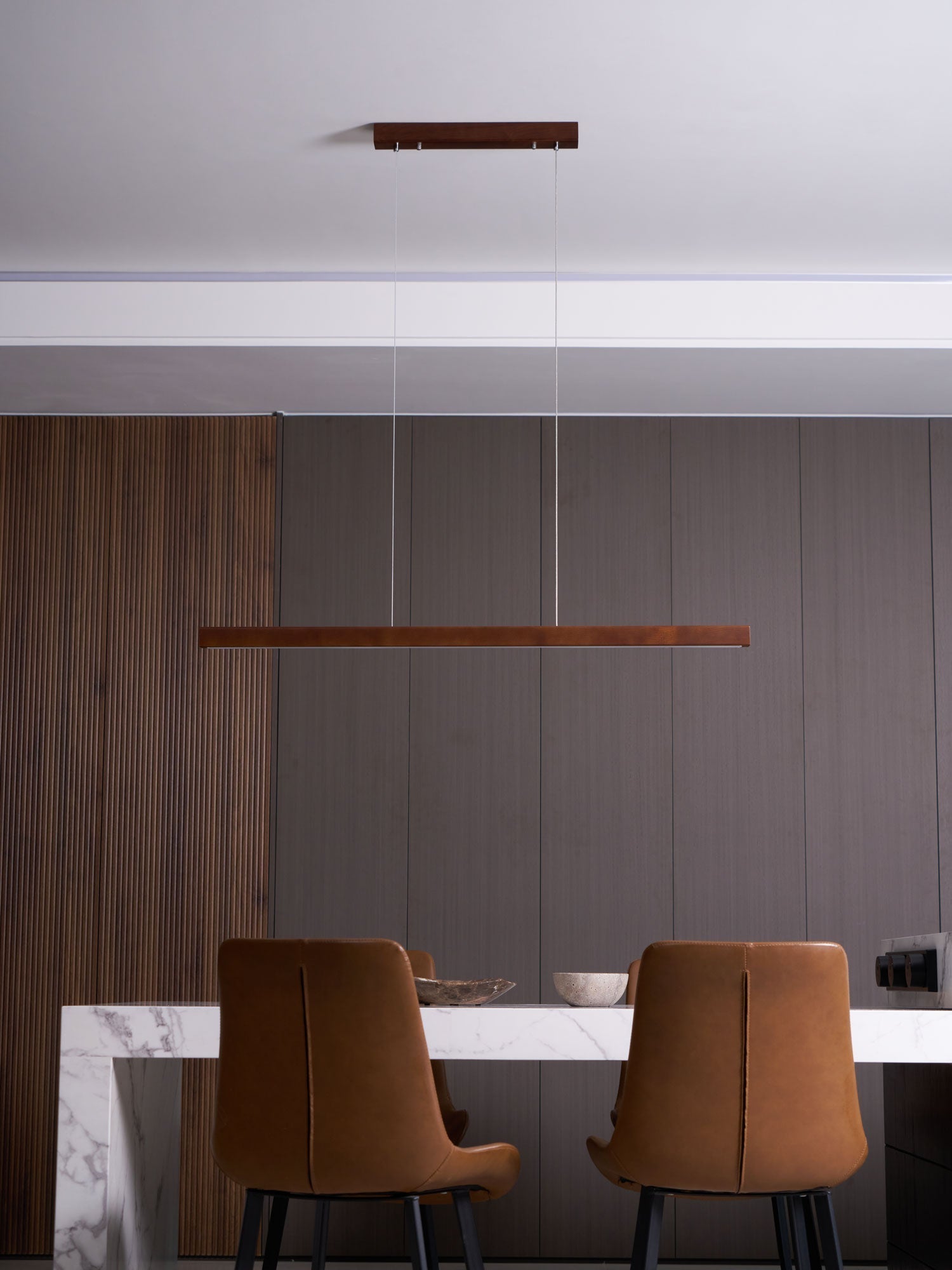 Elowen Linear Minimalistisch Holz Pendelleuchte Leuchte-Letslighting