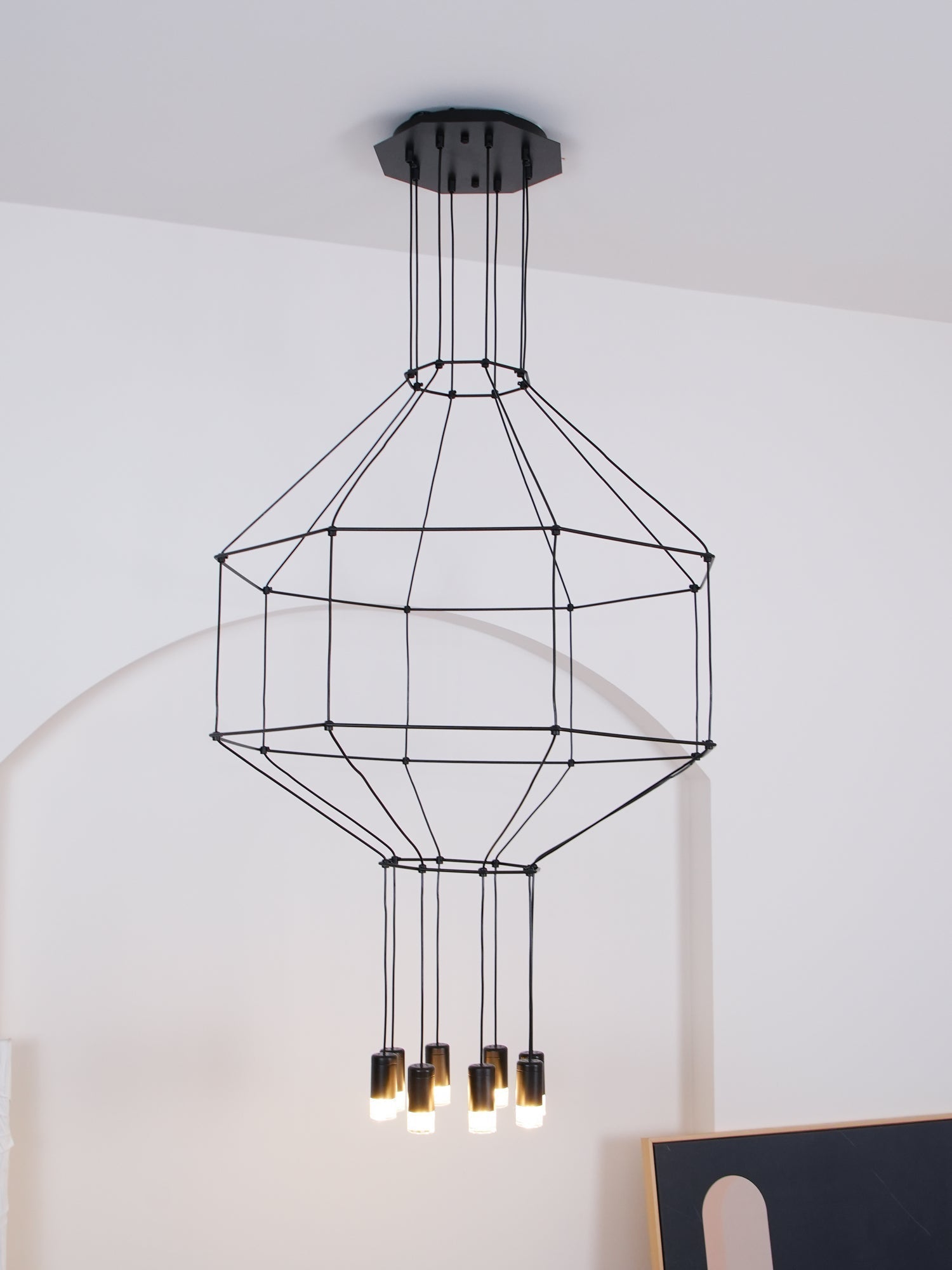 Lustra Schwarzer Drahtlinien-LED-Kronleuchter-Letslighting