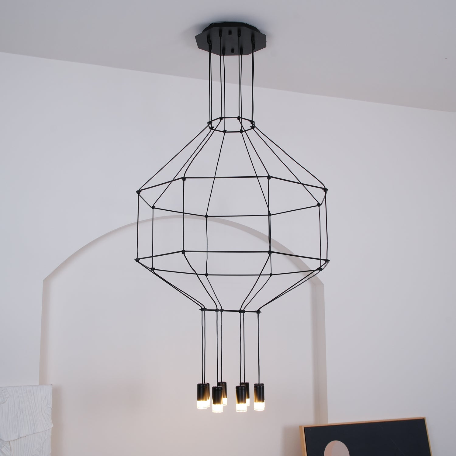 Lustra Schwarzer Drahtlinien-LED-Kronleuchter-Letslighting