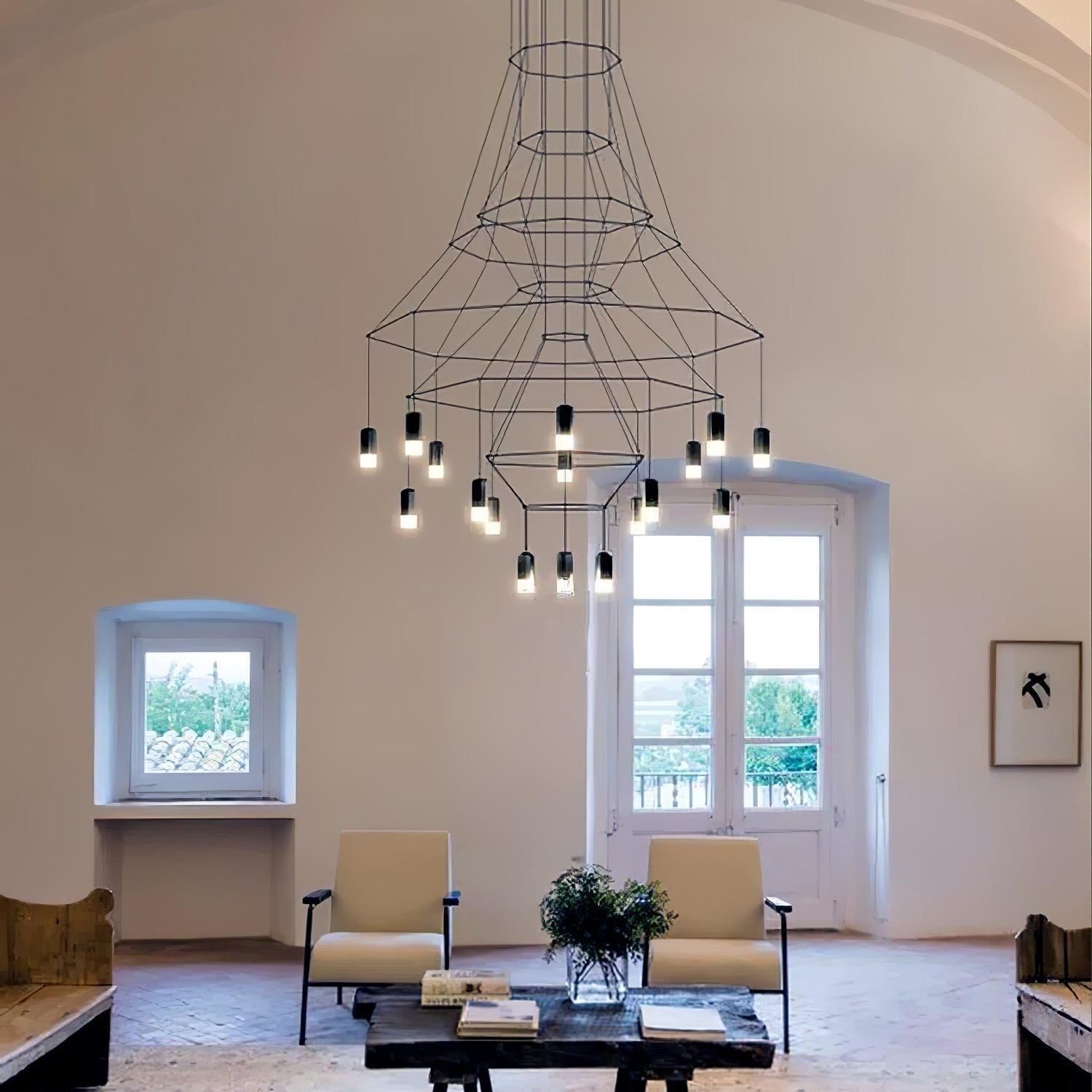 Lustra Schwarzer Drahtlinien-LED-Kronleuchter-Letslighting