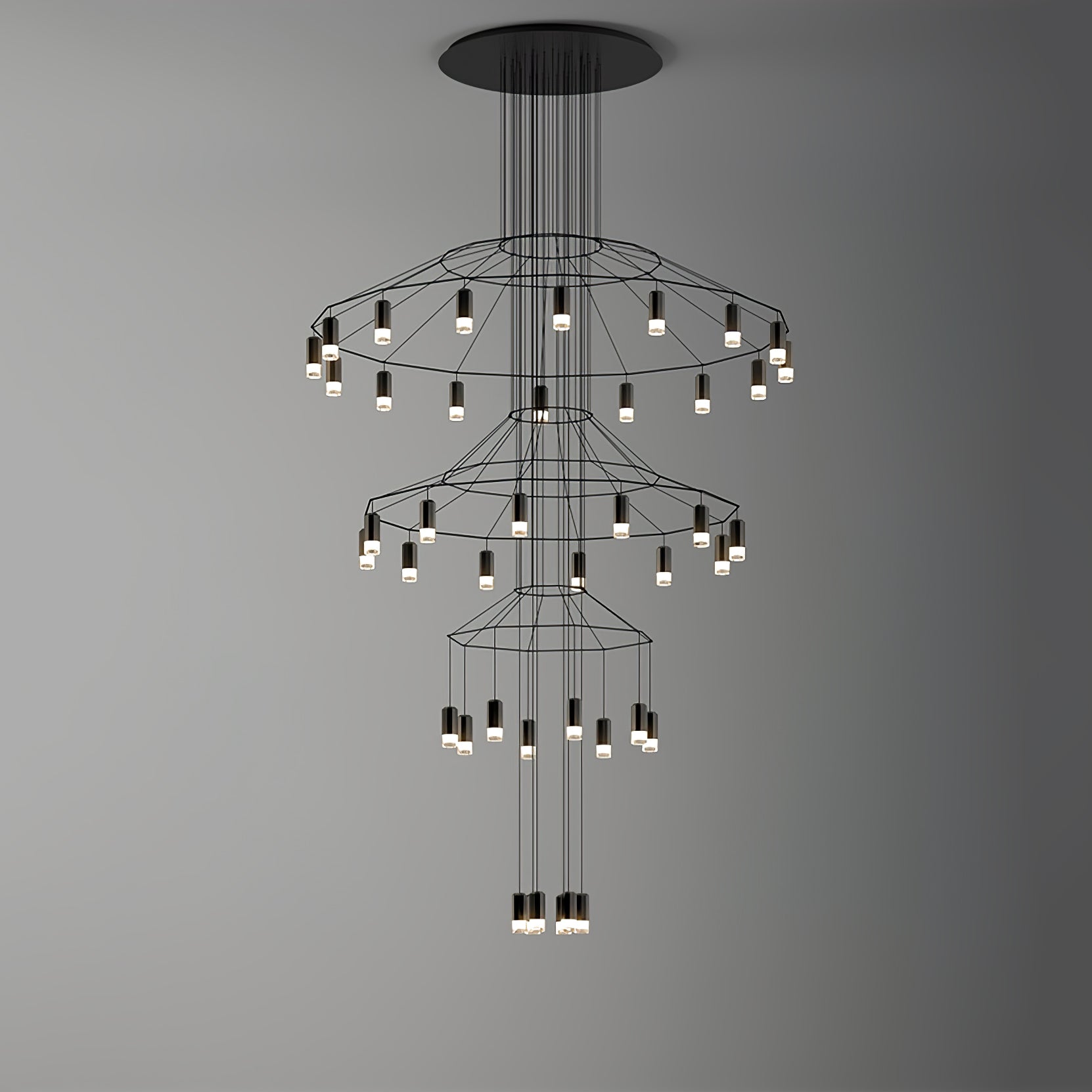 Lustra Schwarzer Drahtlinien-LED-Kronleuchter-Letslighting