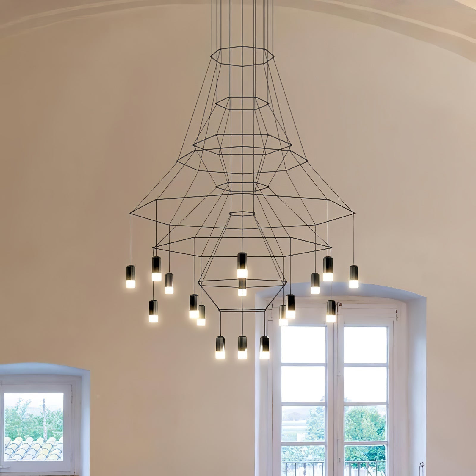 Lustra Schwarzer Drahtlinien-LED-Kronleuchter-Letslighting