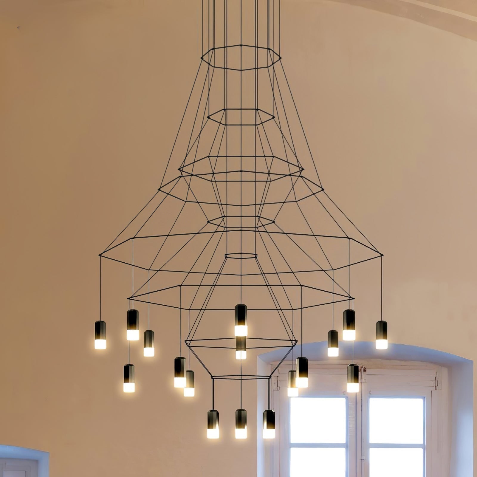 Lustra Schwarzer Drahtlinien-LED-Kronleuchter-Letslighting