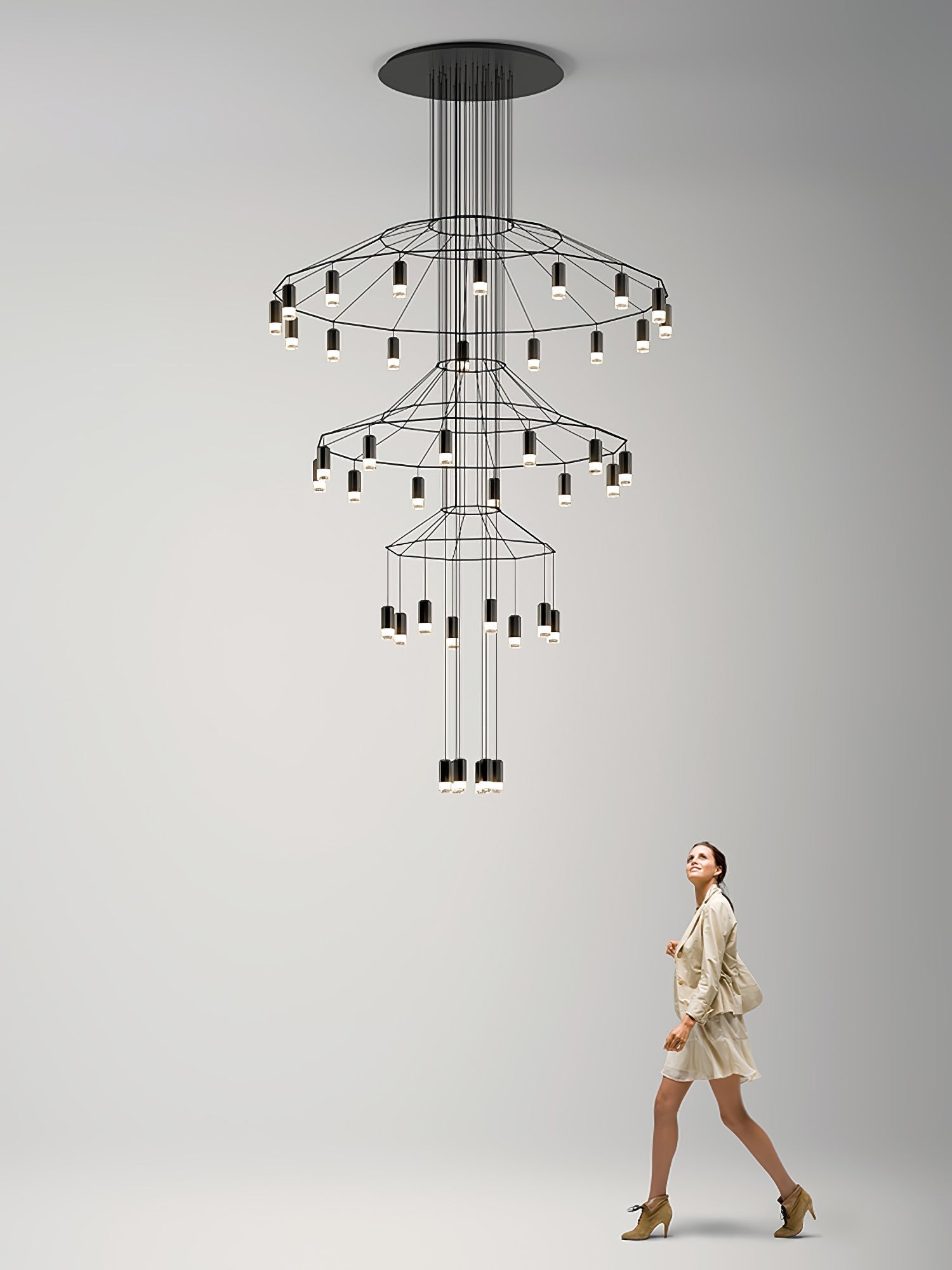 Lustra Schwarzer Drahtlinien-LED-Kronleuchter-Letslighting
