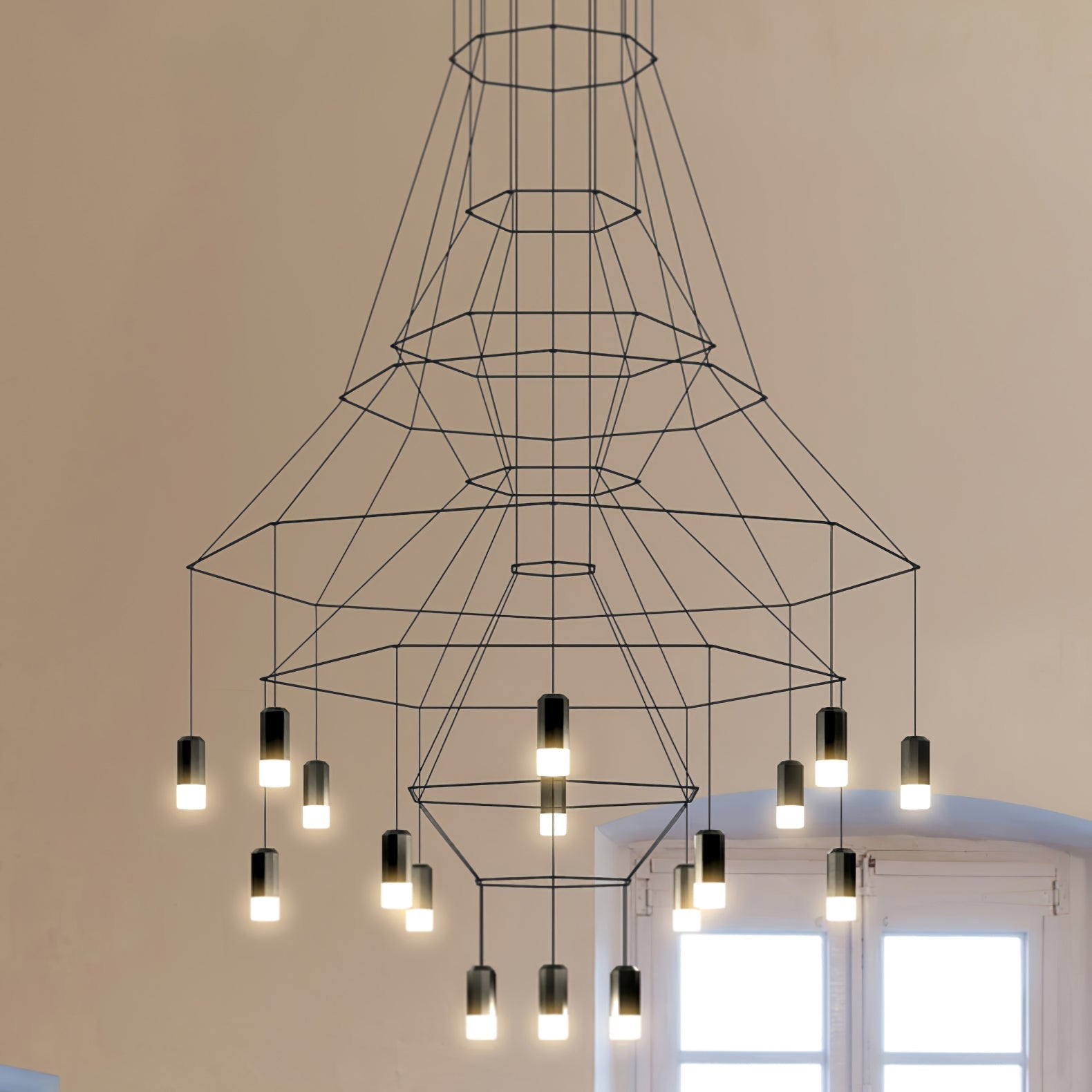 Lustra Schwarzer Drahtlinien-LED-Kronleuchter-Letslighting
