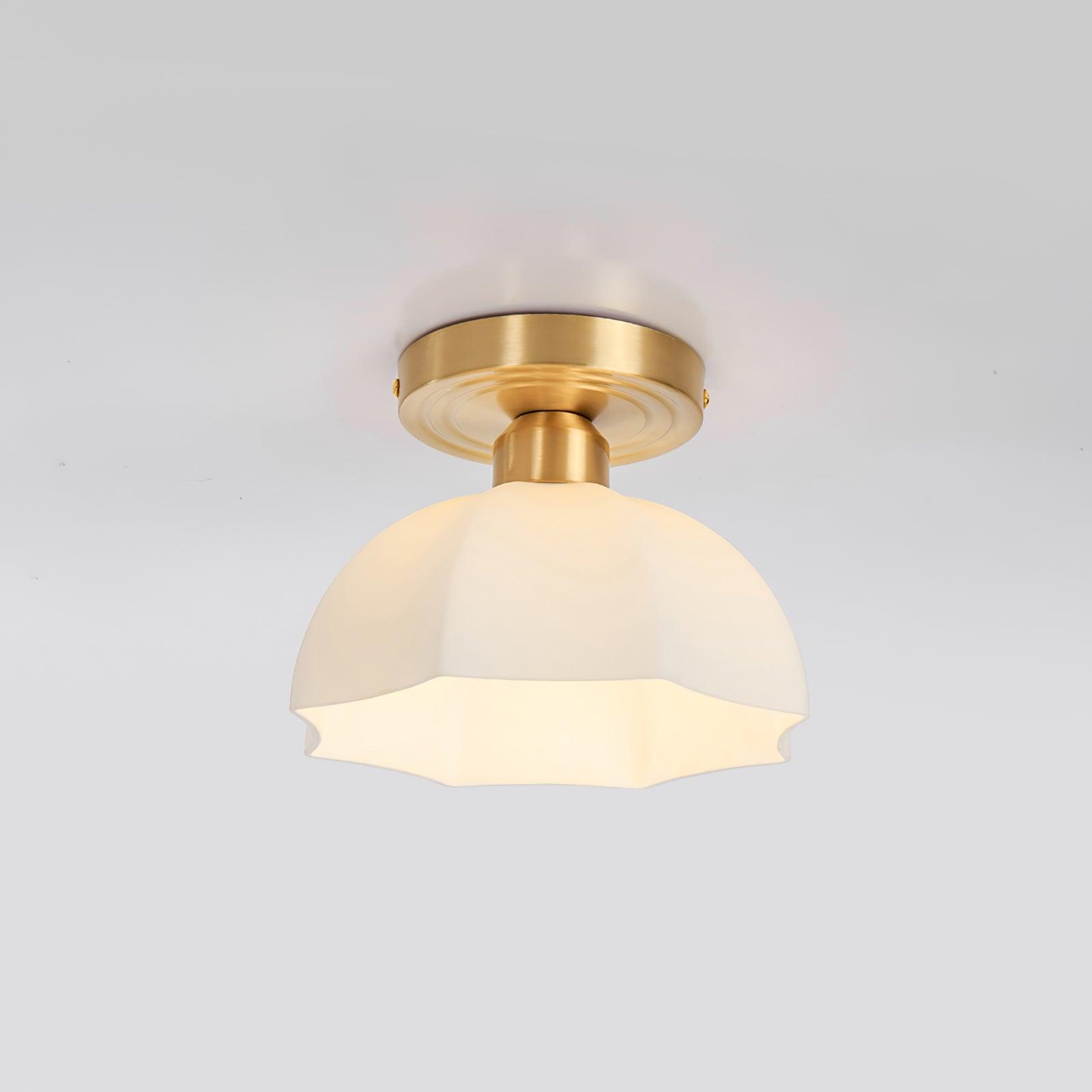 Avelin Brass Base and Opal Glass Flush Mount Ceiling Light - Letslighting