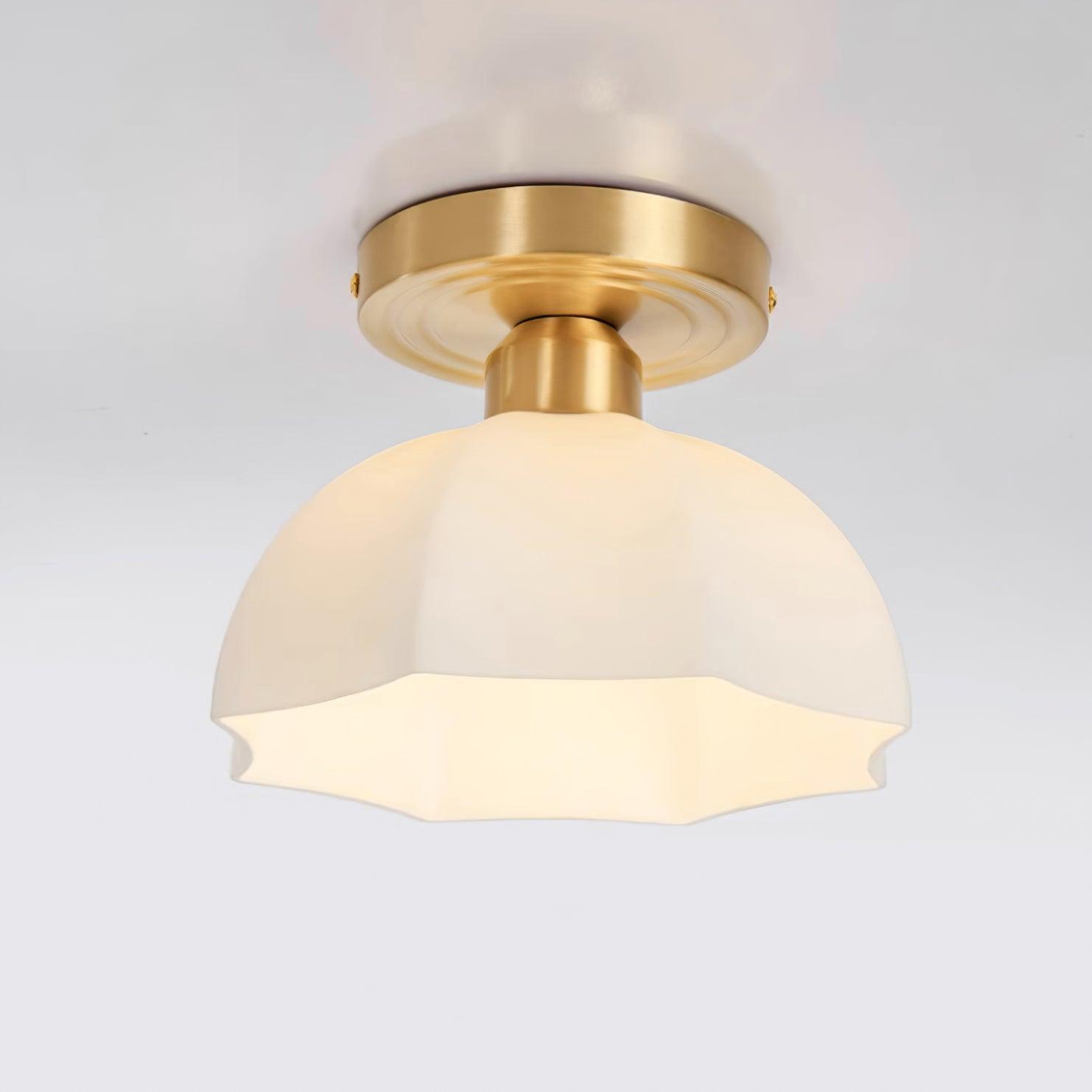 Avelin Brass Base and Opal Glass Flush Mount Ceiling Light - Letslighting