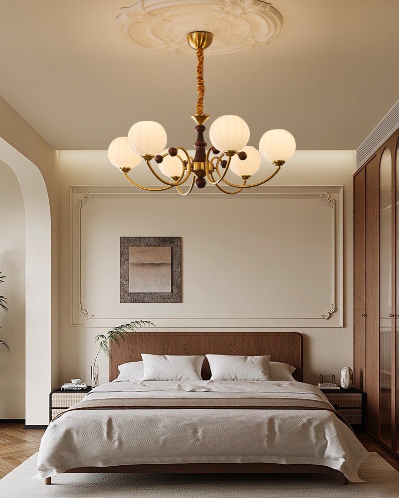 Omirara Traditioneller Eleganter Kronleuchter aus Vintage-Holz-Letslighting