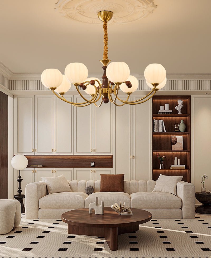 Omirara Traditioneller Eleganter Kronleuchter aus Vintage-Holz-Letslighting