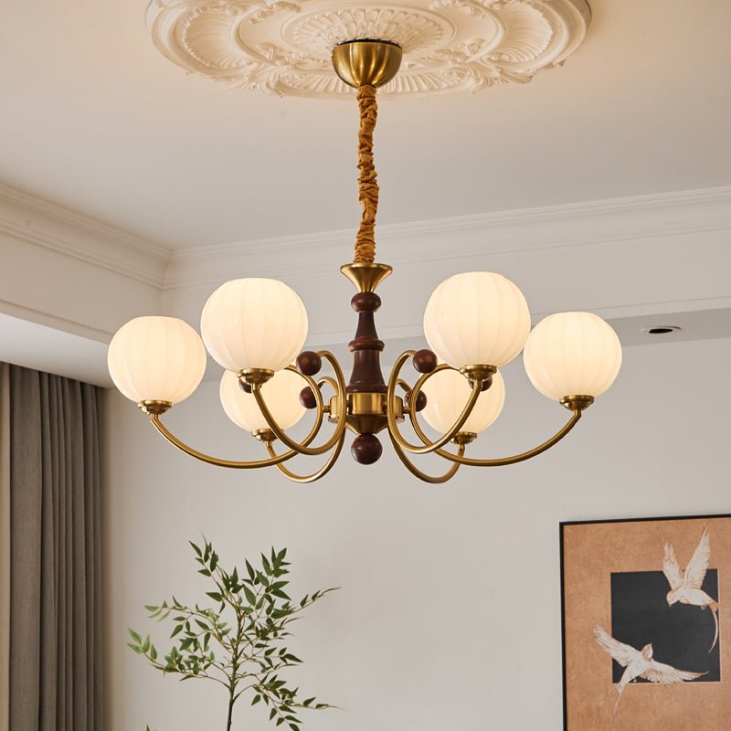 Omirara Traditioneller Eleganter Kronleuchter aus Vintage-Holz-Letslighting