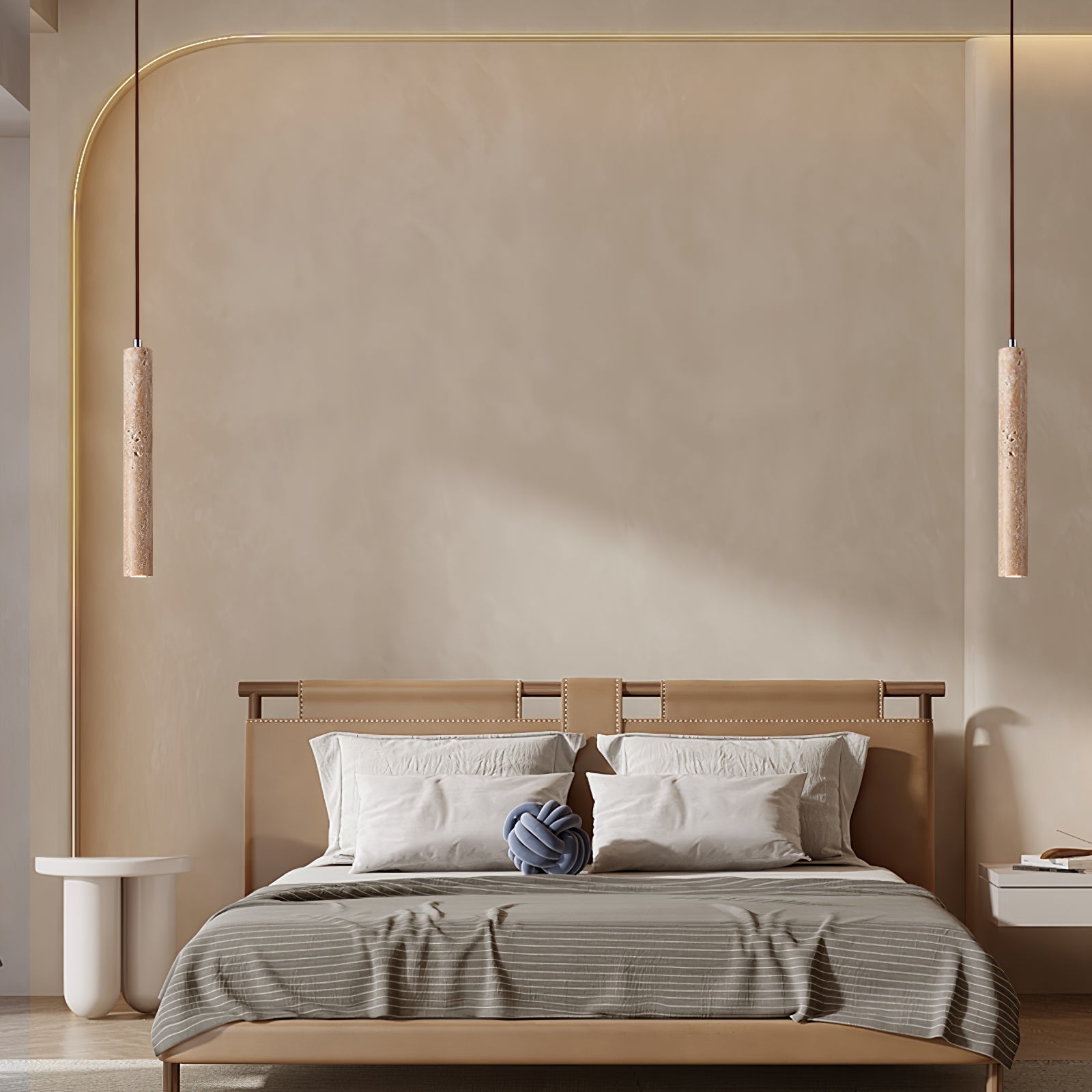 Olvynarae Cylindrical Travertine Pendant Light - Neutralighting