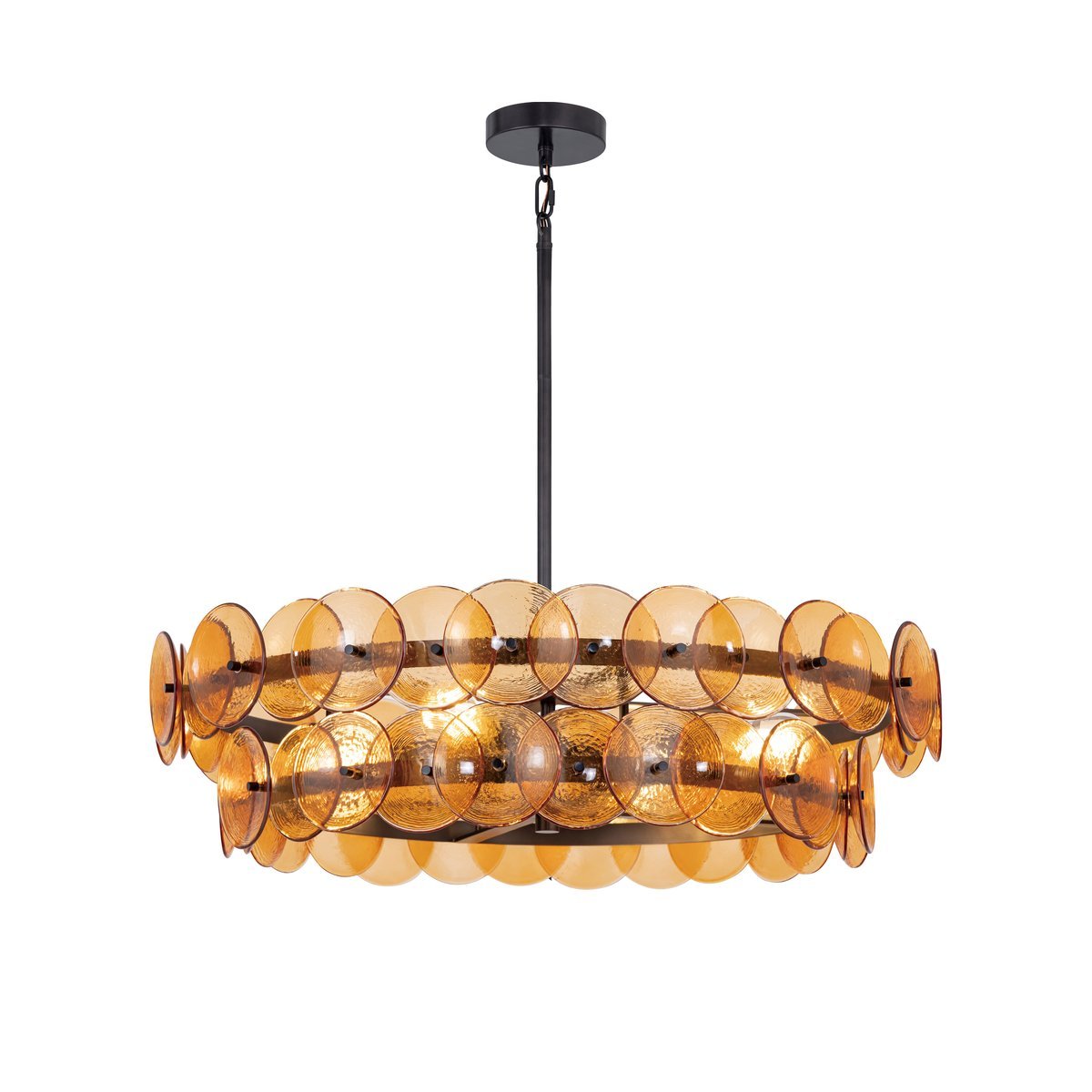 Aurora Chandelier Amber Pressed Glass Disc Round - Neutralighting