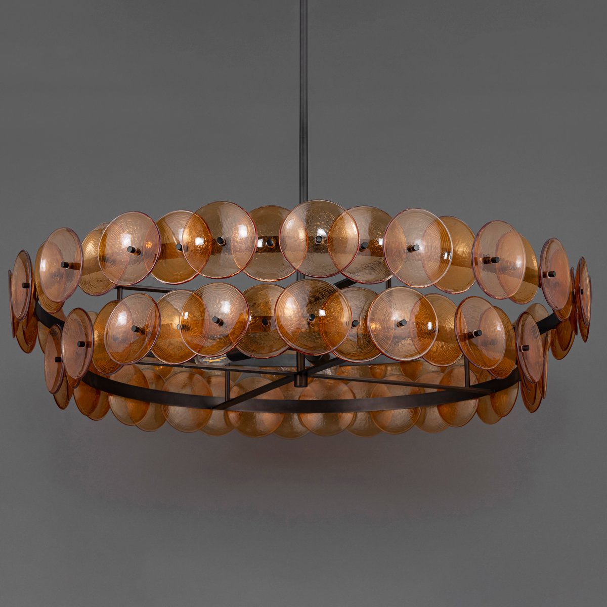 Aurora Chandelier Amber Pressed Glass Disc Round - Neutralighting