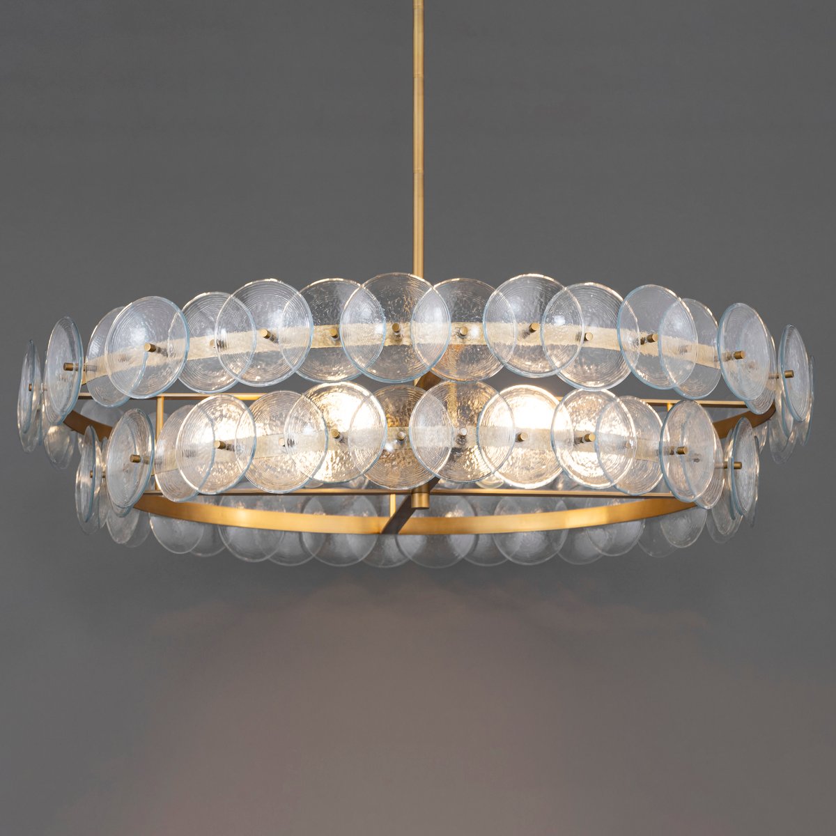 Aurora Chandelier Amber Pressed Glass Disc Round - Neutralighting