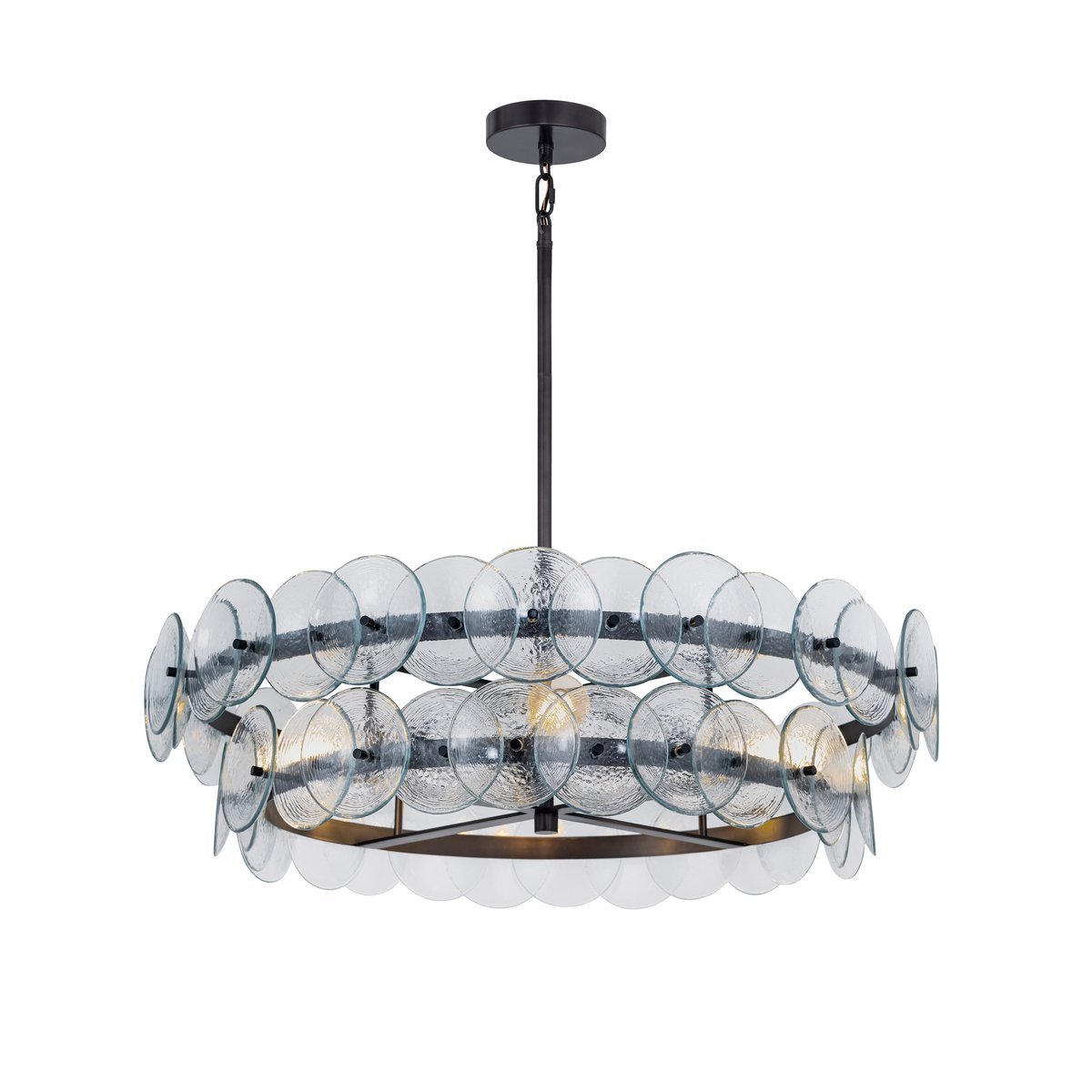 Aurora Chandelier Amber Pressed Glass Disc Round - Neutralighting