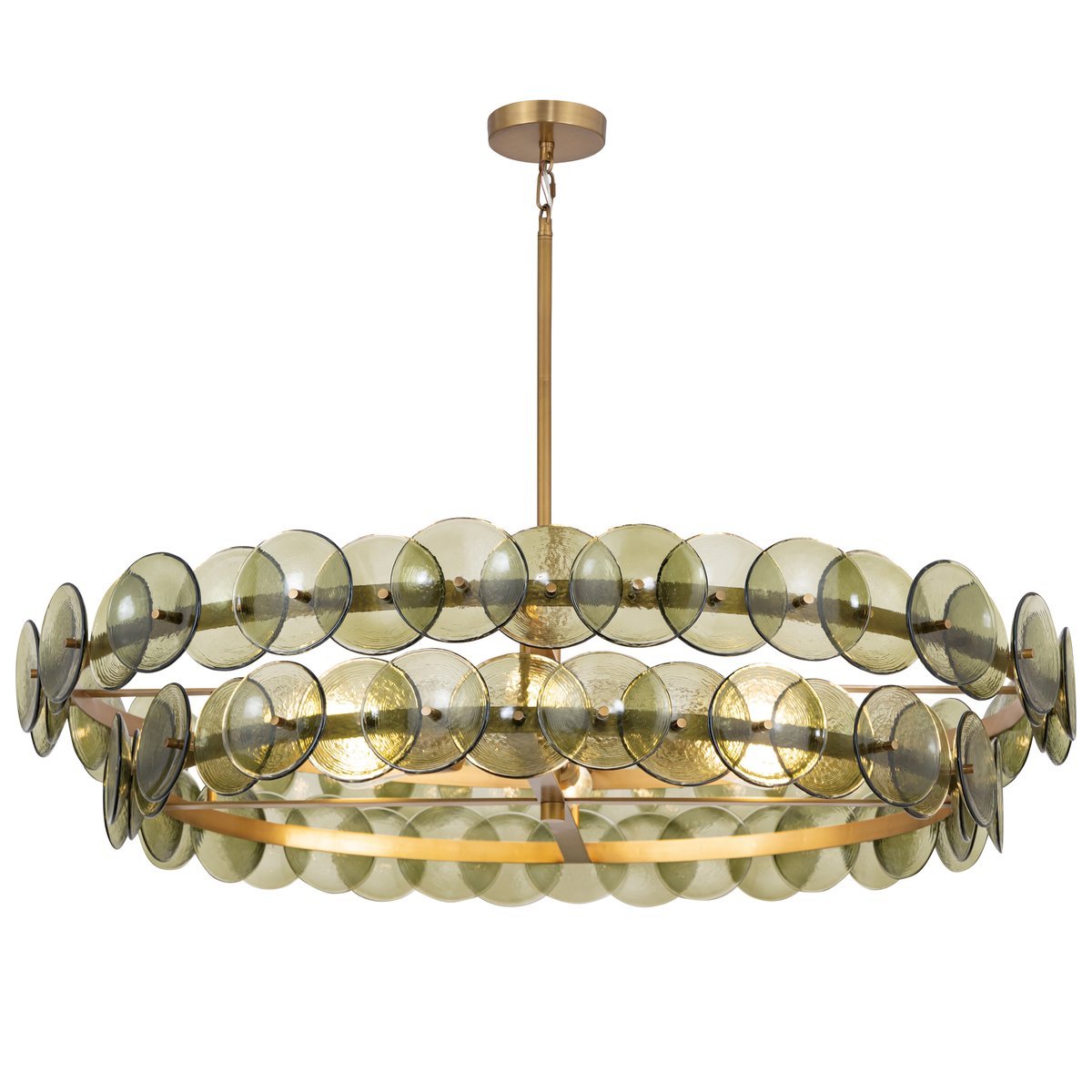 Aurora Chandelier Amber Pressed Glass Disc Round - Neutralighting