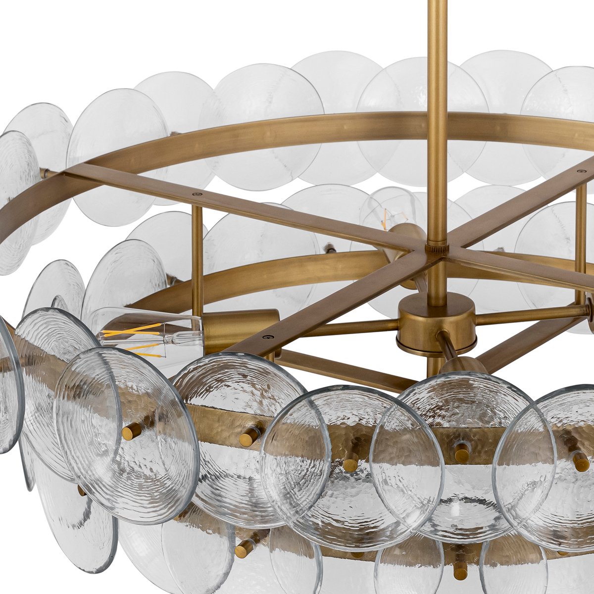Aurora Chandelier Amber Pressed Glass Disc Round - Neutralighting