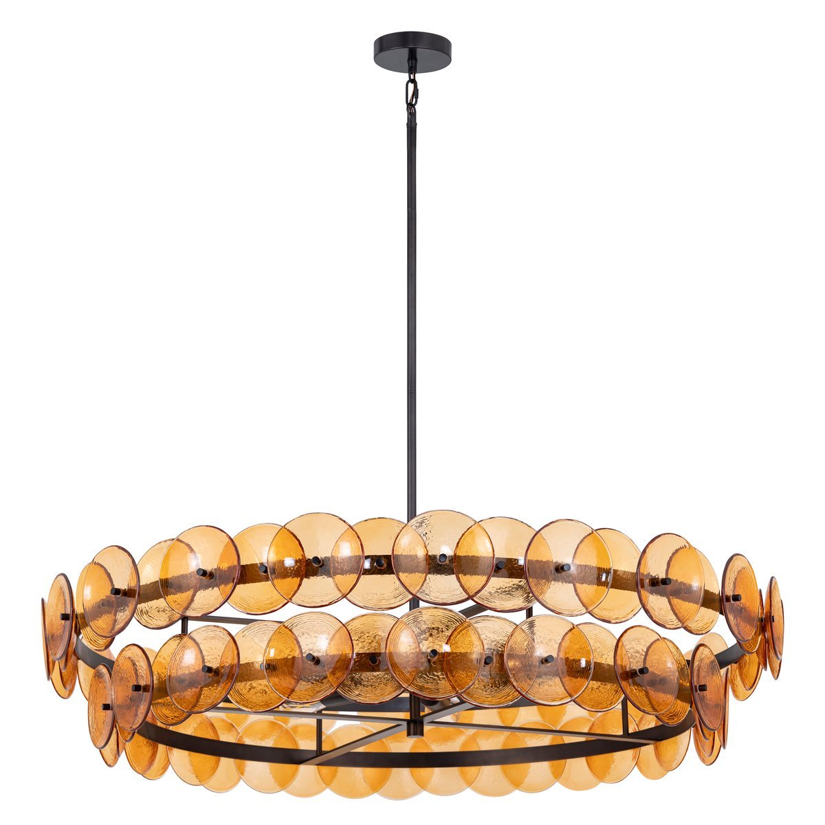 Aurora Chandelier Amber Pressed Glass Disc Round - Neutralighting