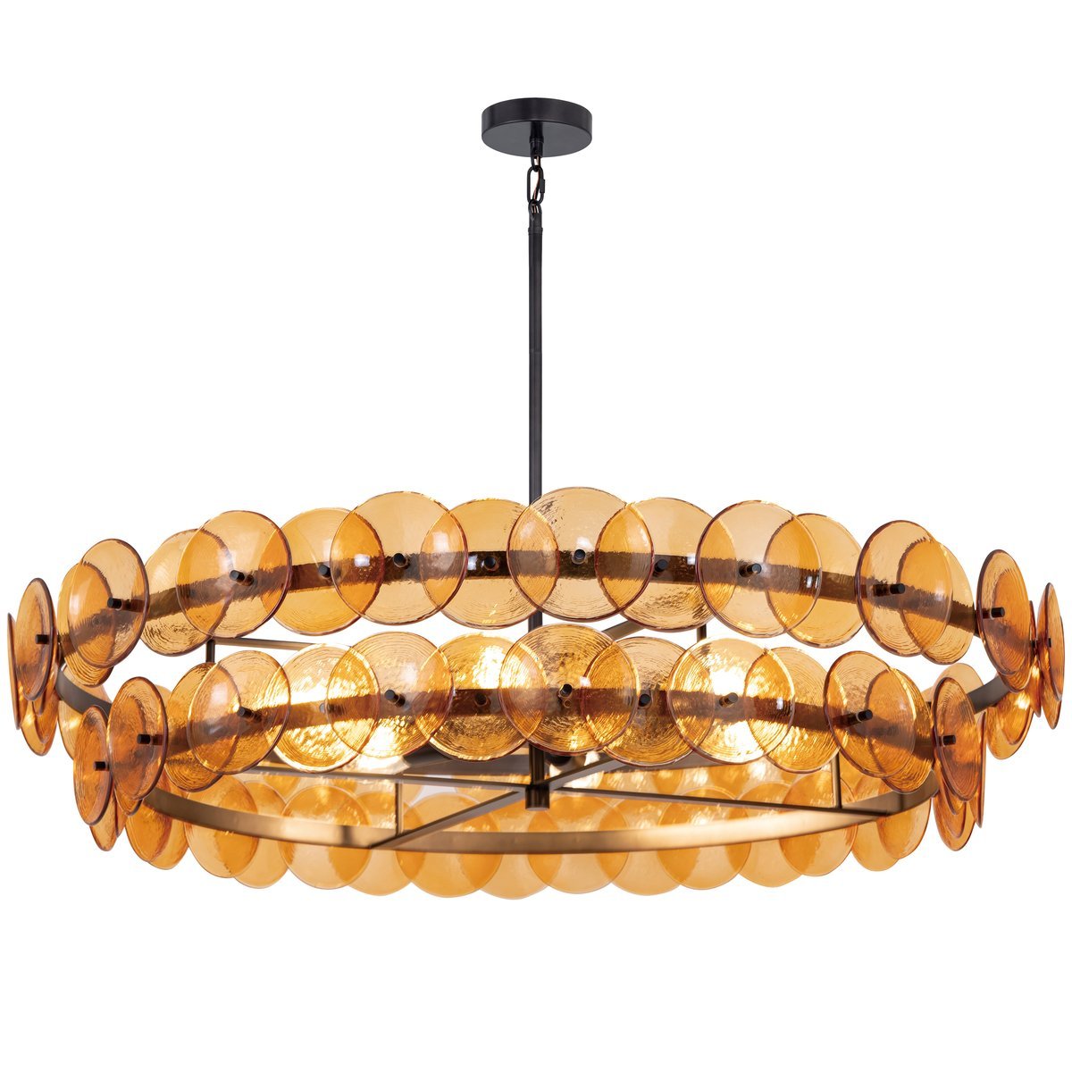 Aurora Chandelier Amber Pressed Glass Disc Round - Neutralighting