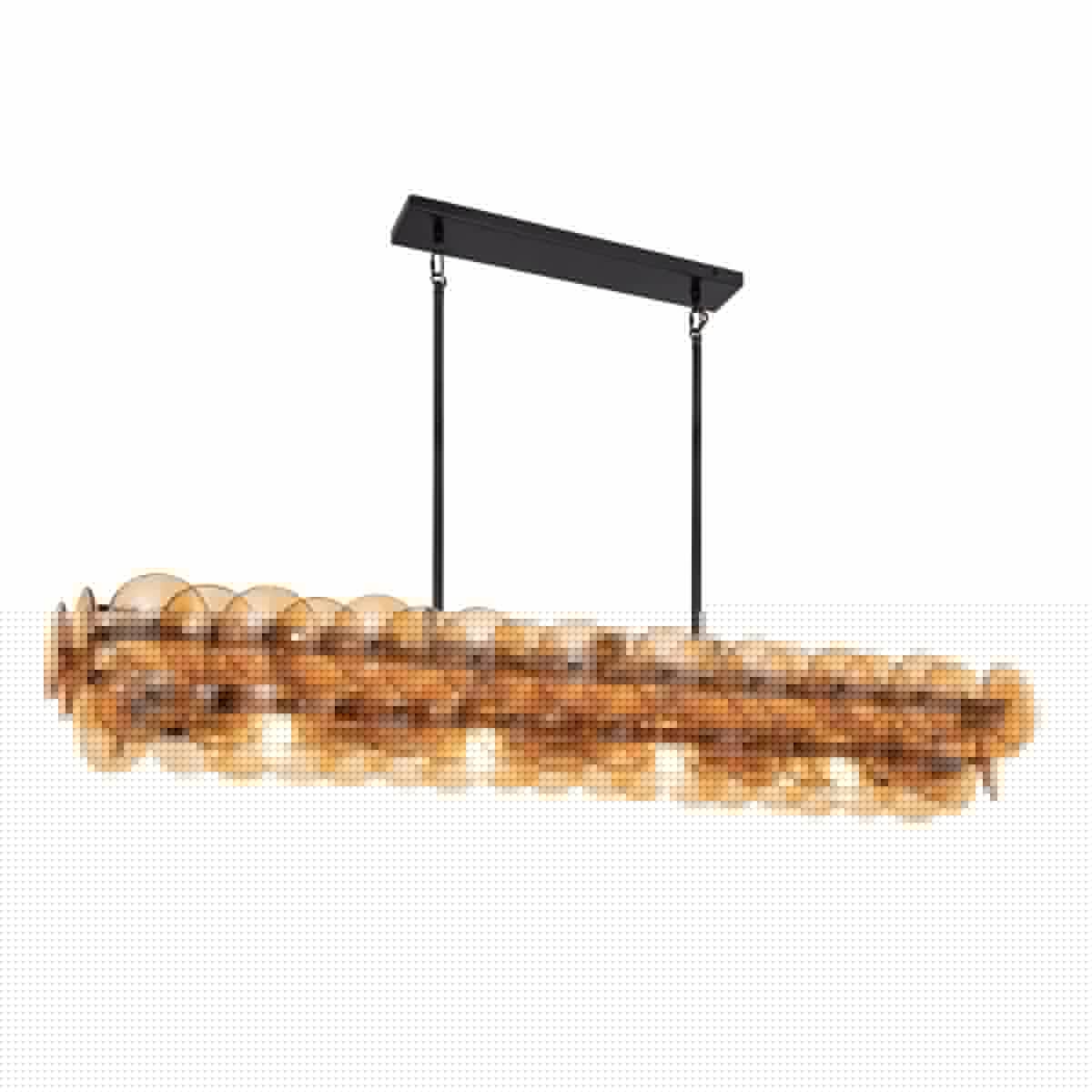 Aurora Chandelier Linear Amber Pressed Glass Disc Modern - Neutralighting