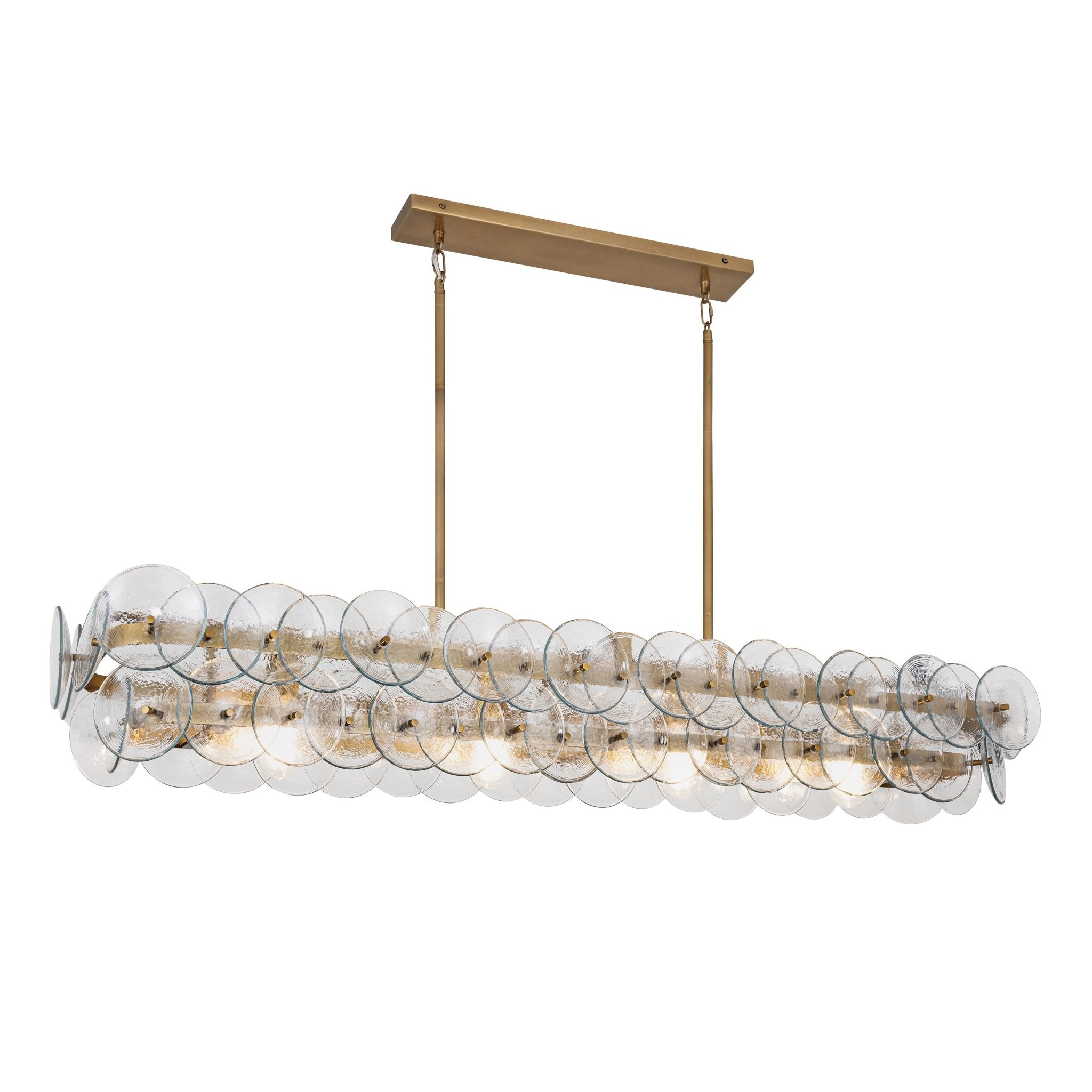 Aurora Chandelier Linear Amber Pressed Glass Disc Modern - Neutralighting